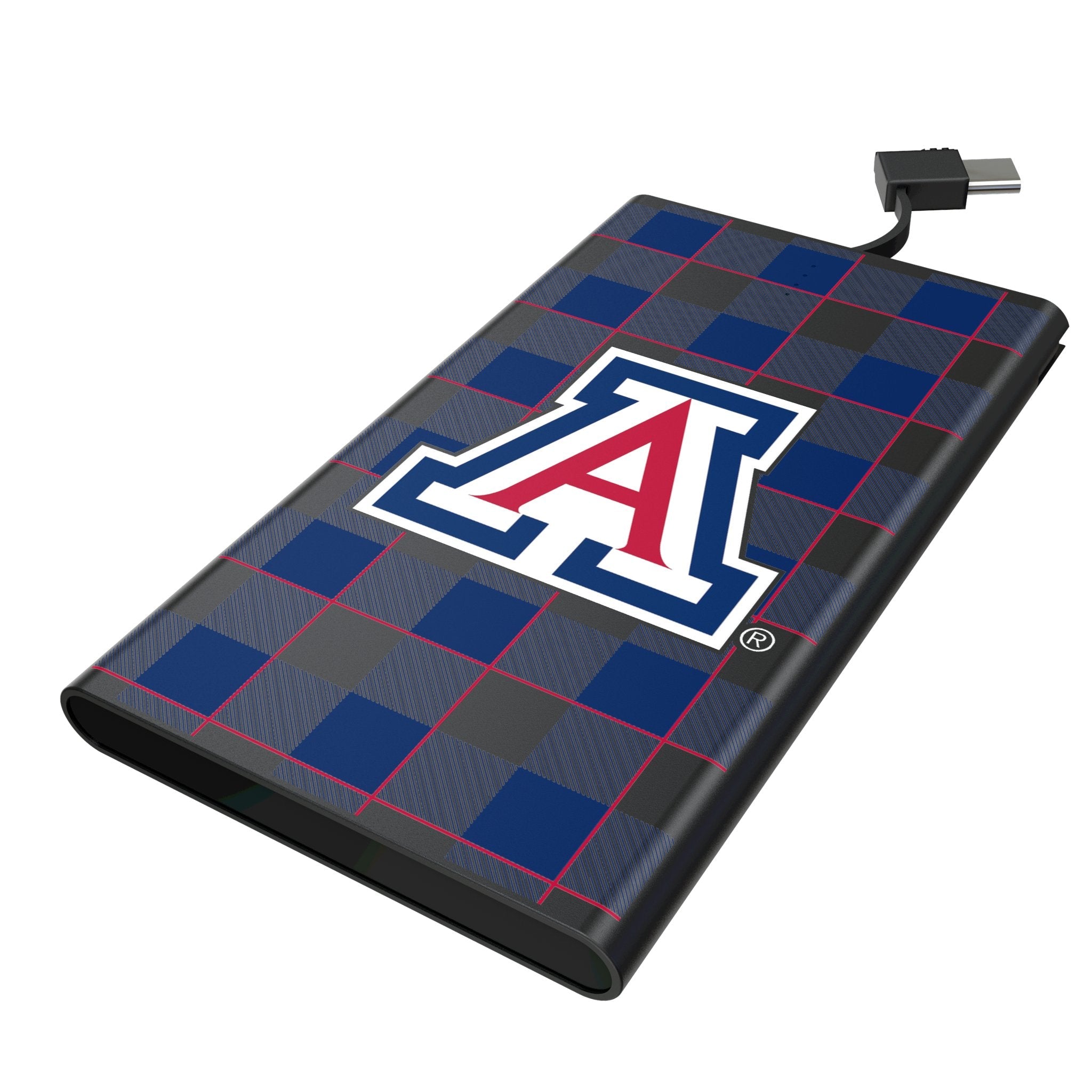 University of Arizona Wildcats Plaid 5000mAh Flat Powerbank