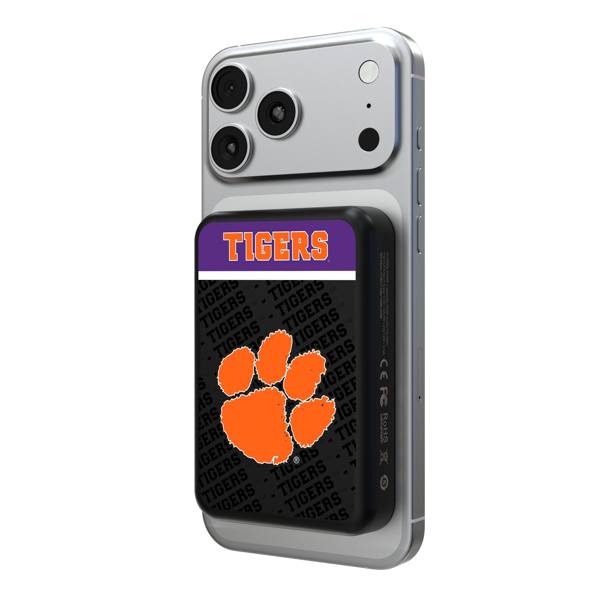 Clemson University Tigers Endzone Plus Wireless Mag Power Bank