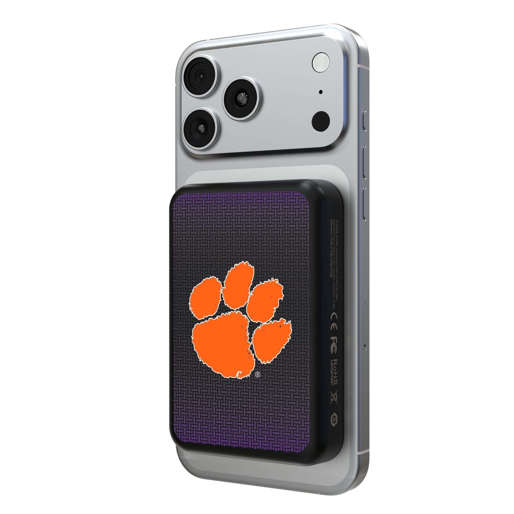 Clemson University Tigers Linen Wireless Mag Power Bank 1