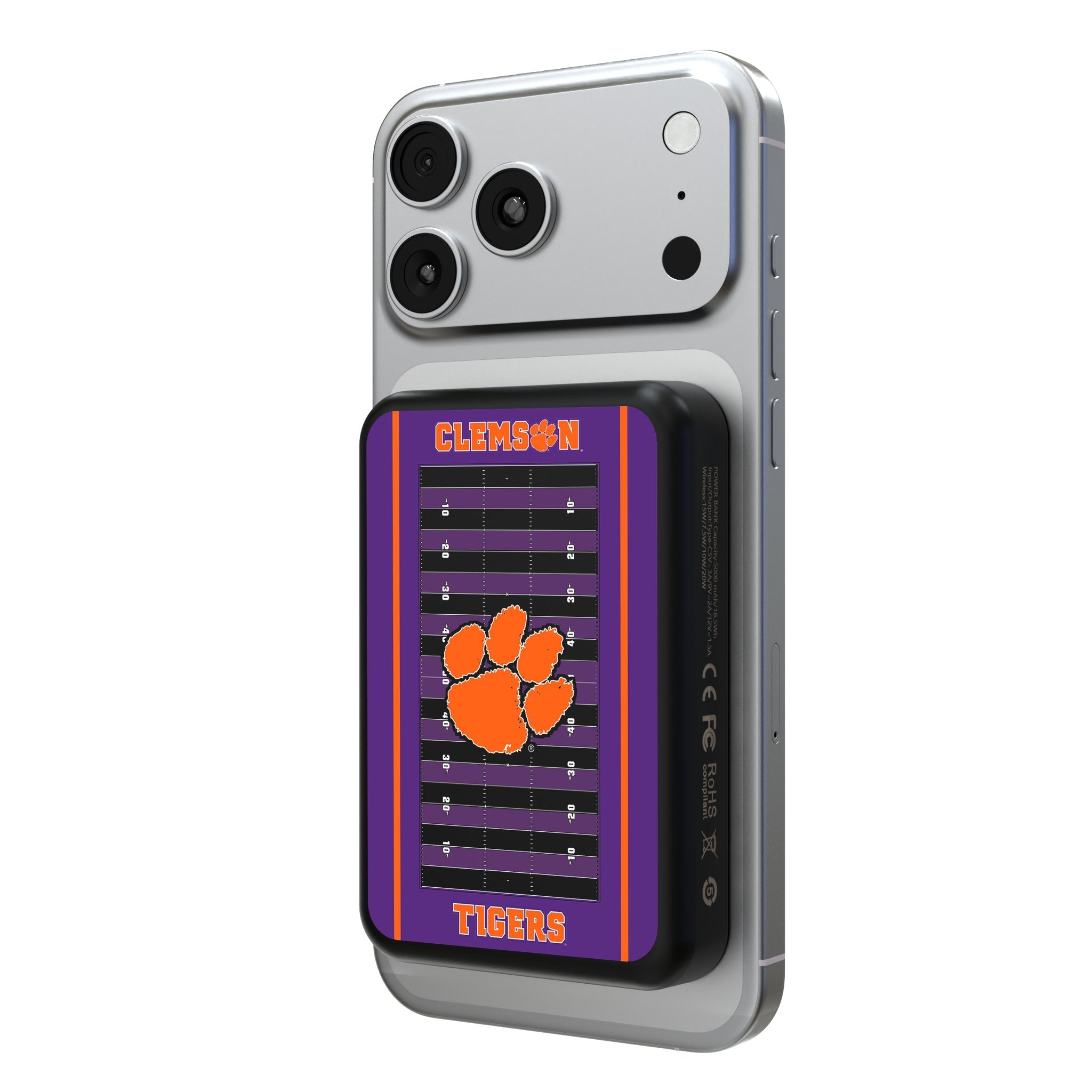 Clemson University Tigers Field Wireless Mag Power Bank 1