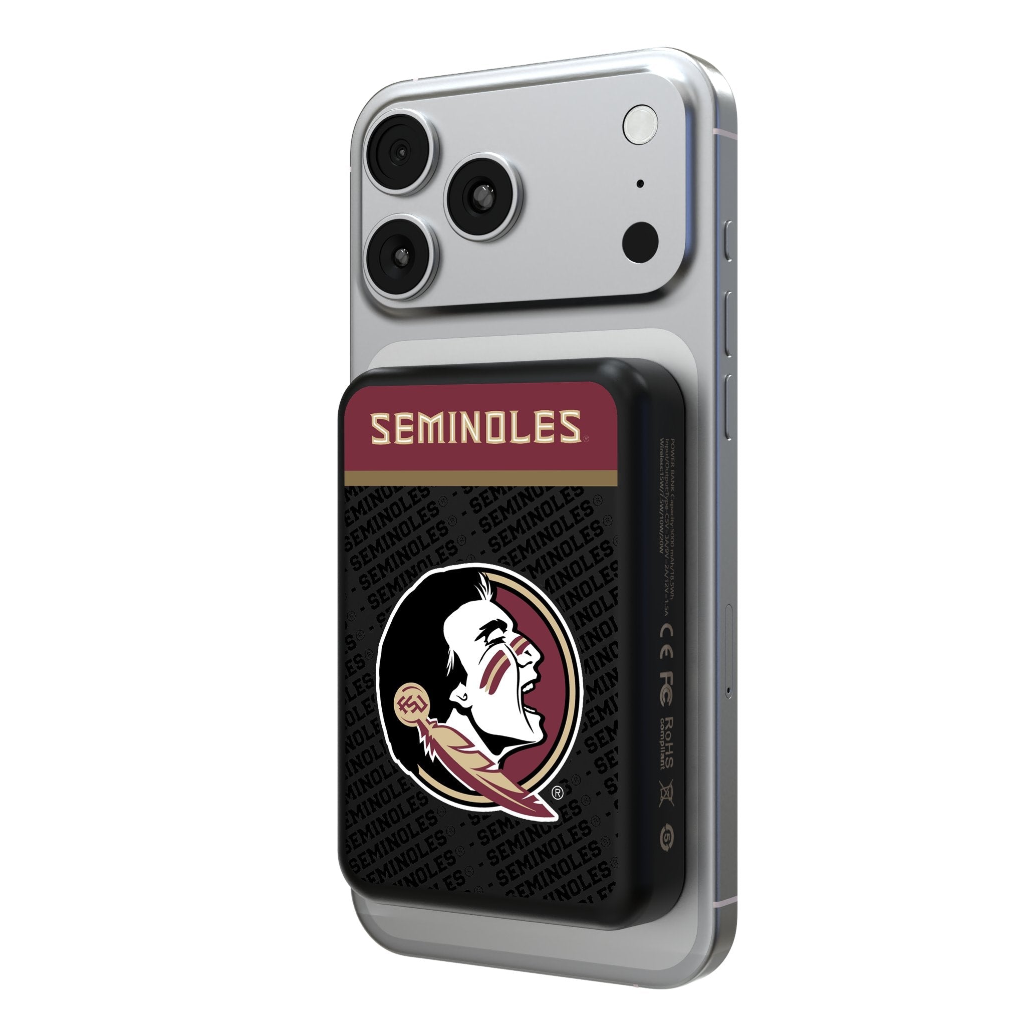 Florida State University Seminoles Endzone Plus Wireless Mag Power Bank 1
