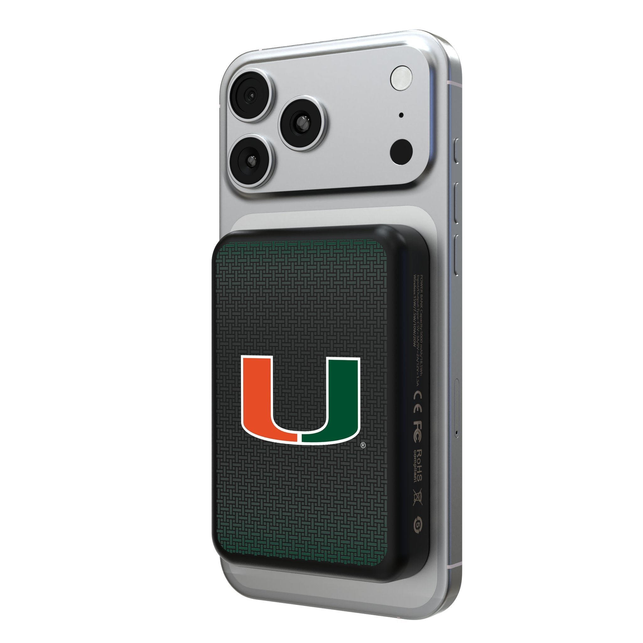 University of Miami Hurricanes Linen Wireless Mag Power Bank 1