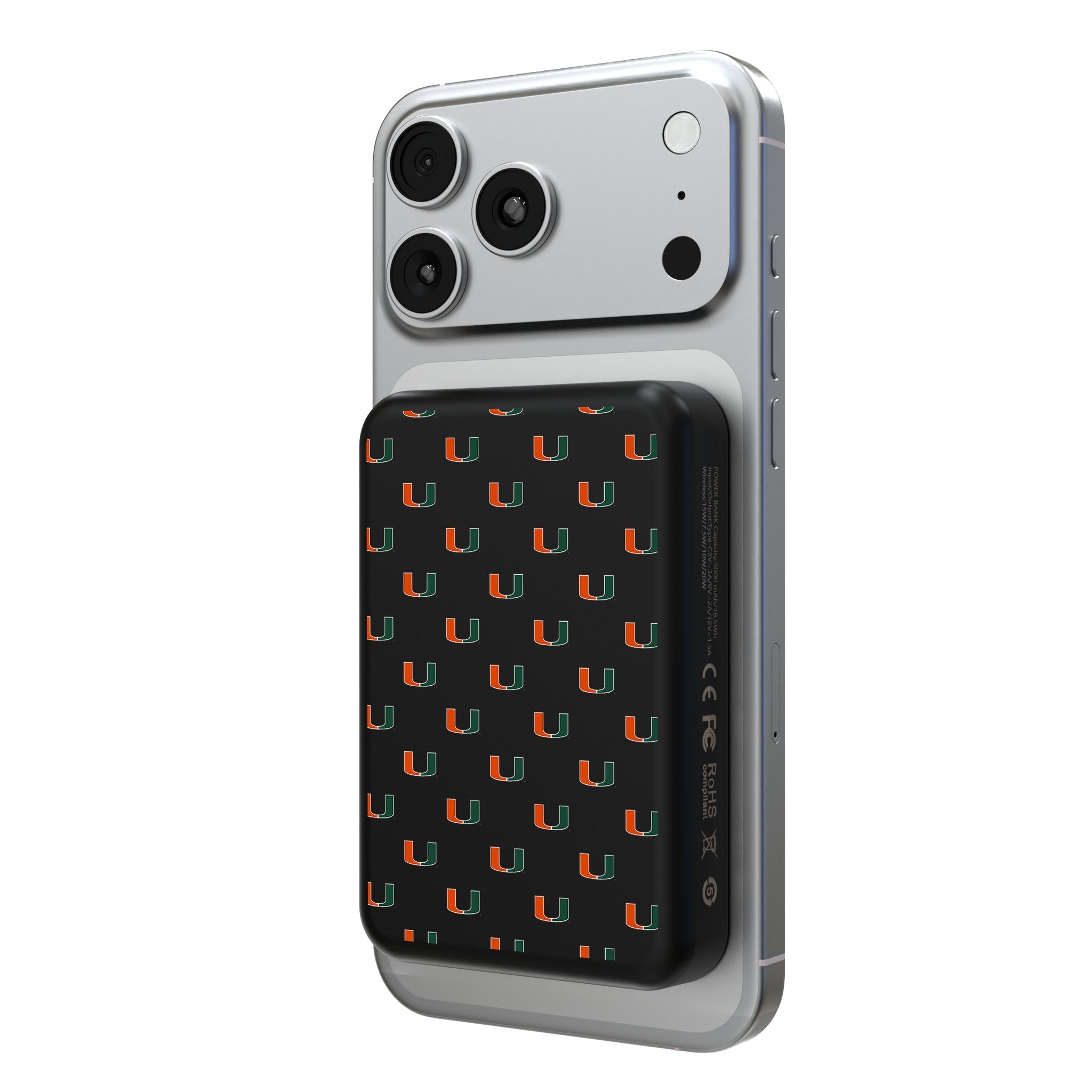 University of Miami Hurricanes Fashion Pattern Wireless Mag Power Bank 1