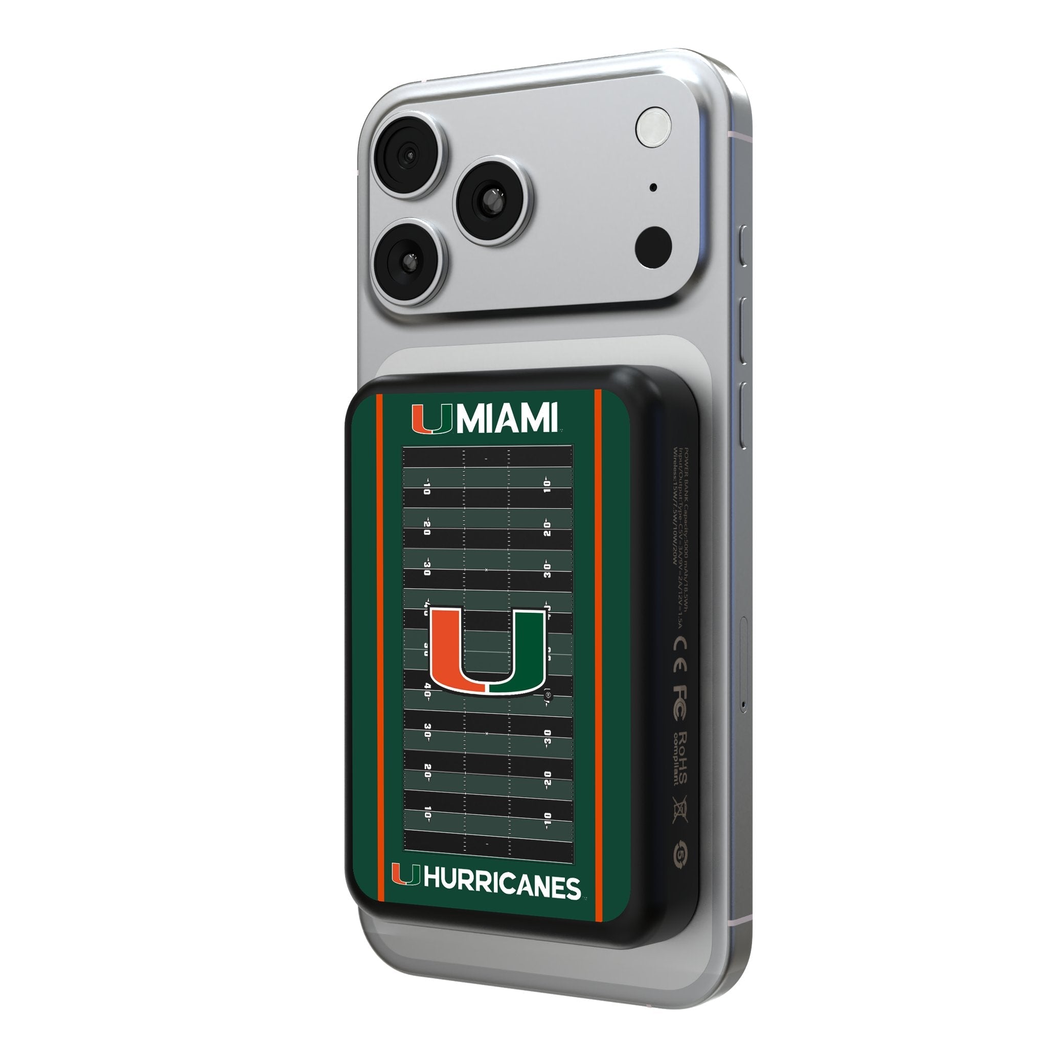 University of Miami Hurricanes Field Wireless Mag Power Bank 1