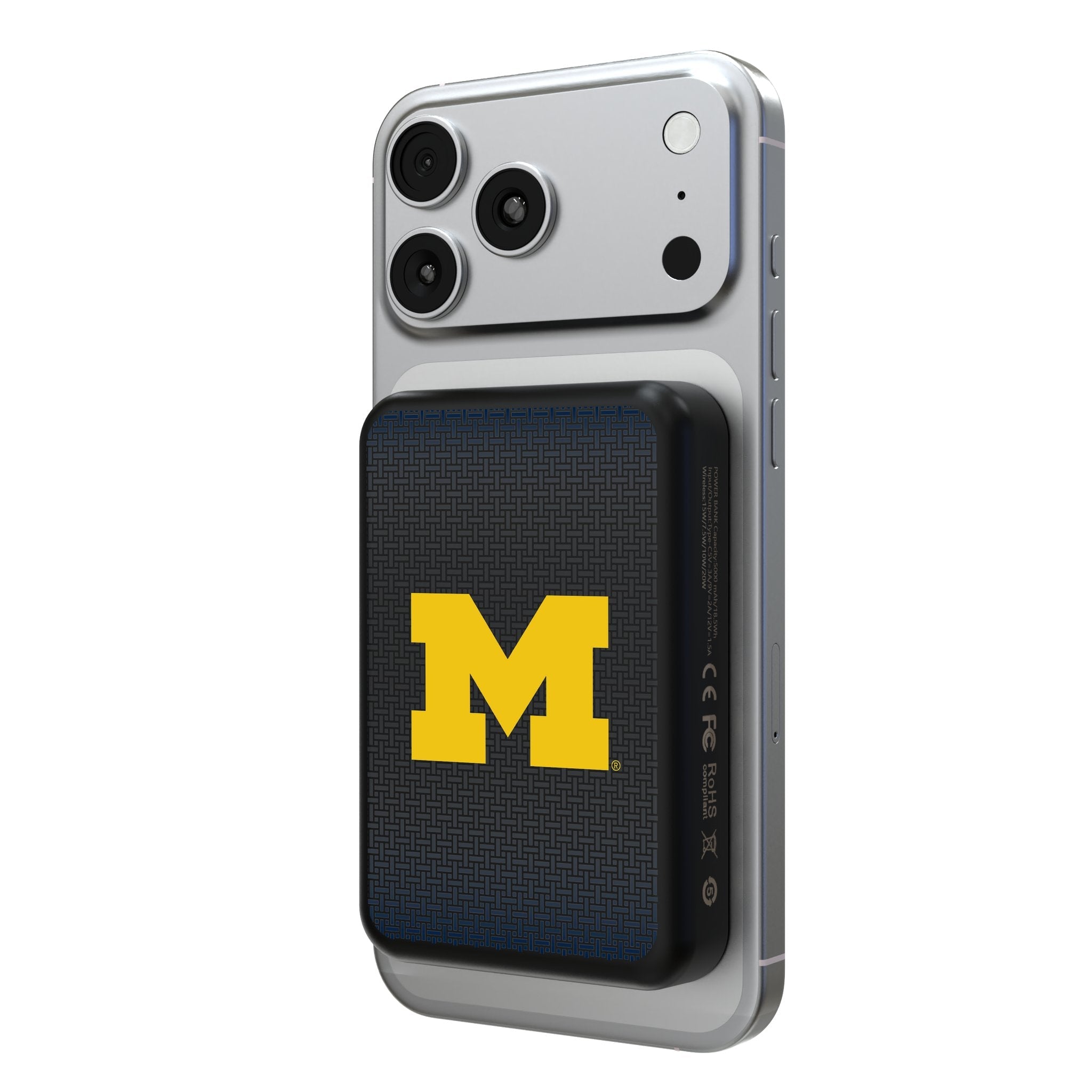 University of Michigan Wolverines Linen Wireless Mag Power Bank 1