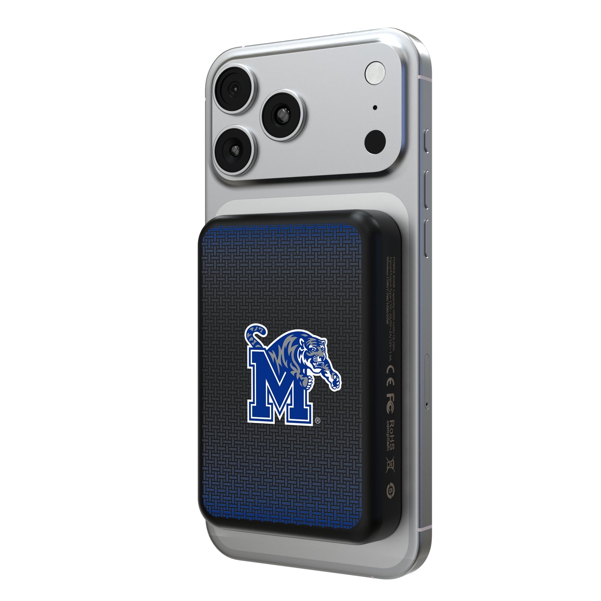University of Memphis Tigers Linen Wireless Mag Power Bank 1