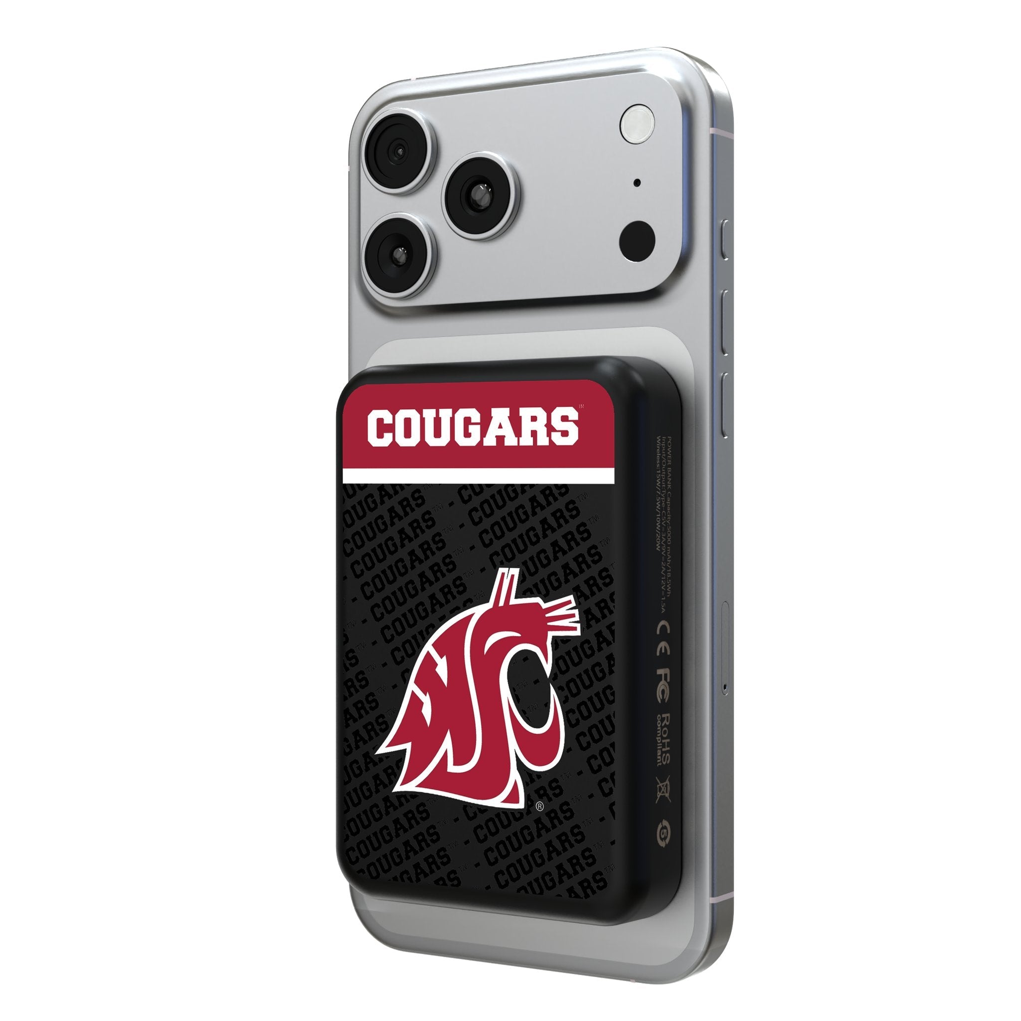 Washington State University Cougars Endzone Plus Wireless Mag Power Bank 1