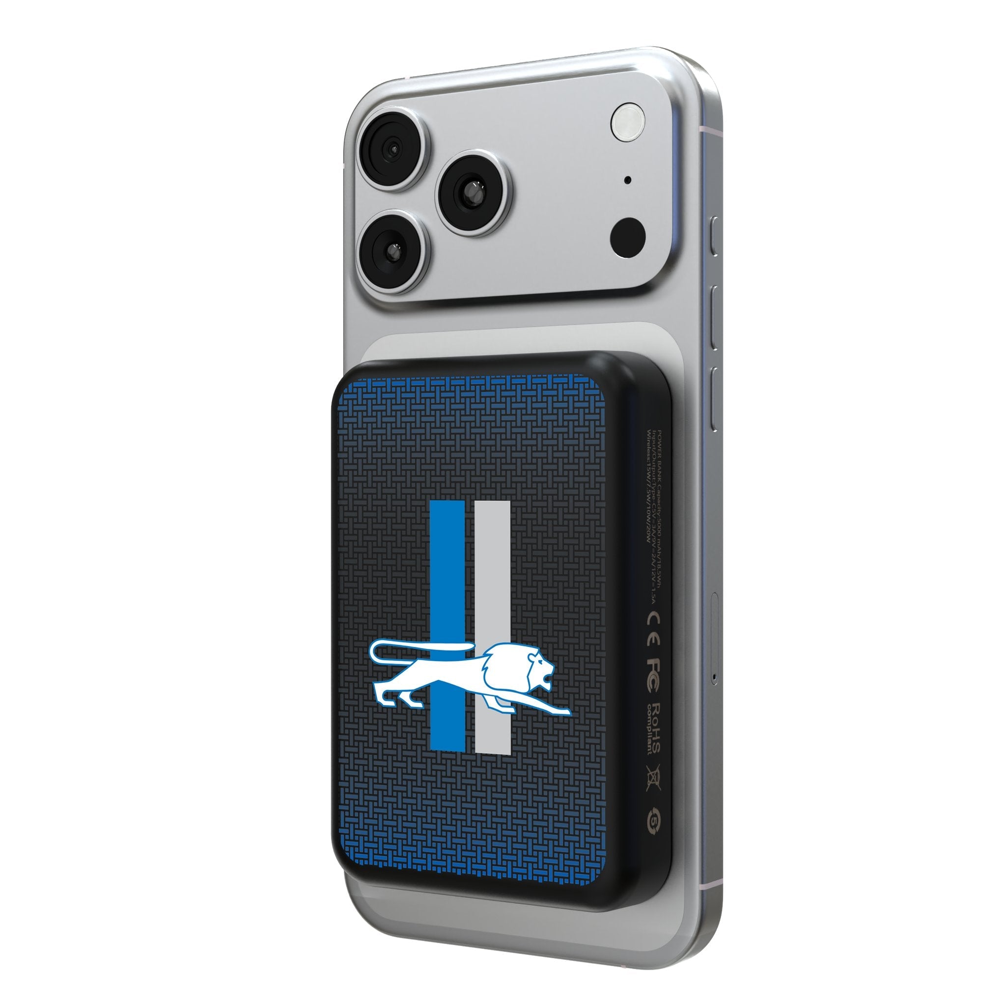 Detroit Lions Retro Linen Wireless Mag Power Bank 1
