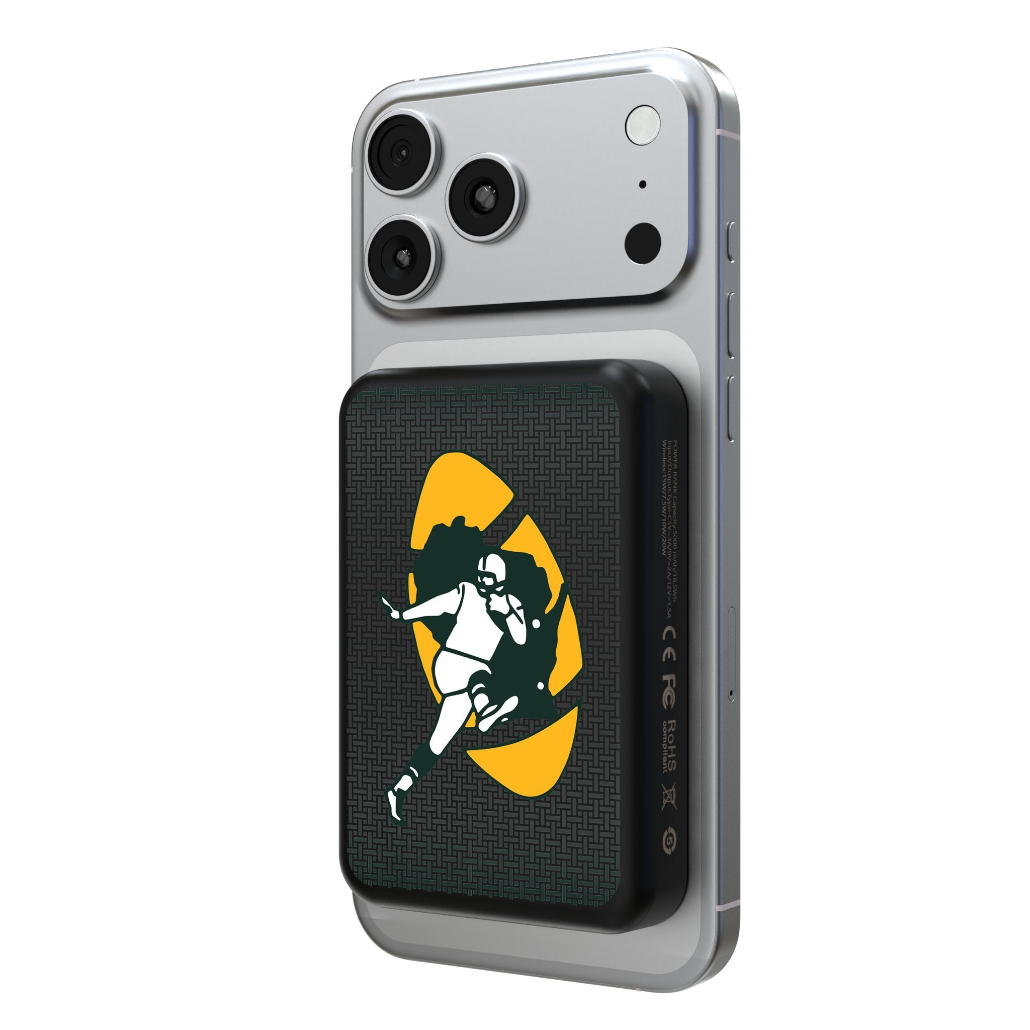 Green Bay Packers Historic Collection Linen Wireless Mag Power Bank 1
