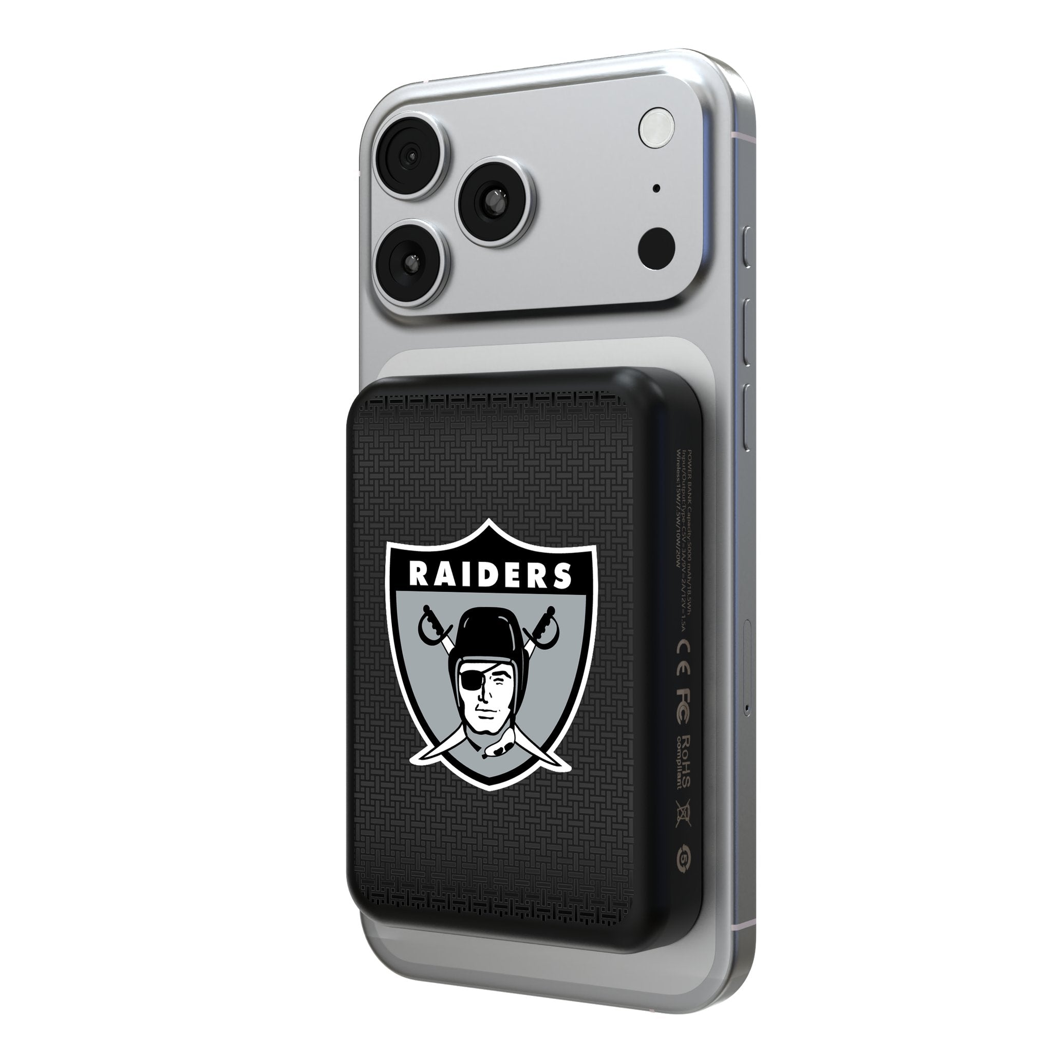 Oakland Raiders 1963 Historic Collection Linen Wireless Mag Power Bank 1