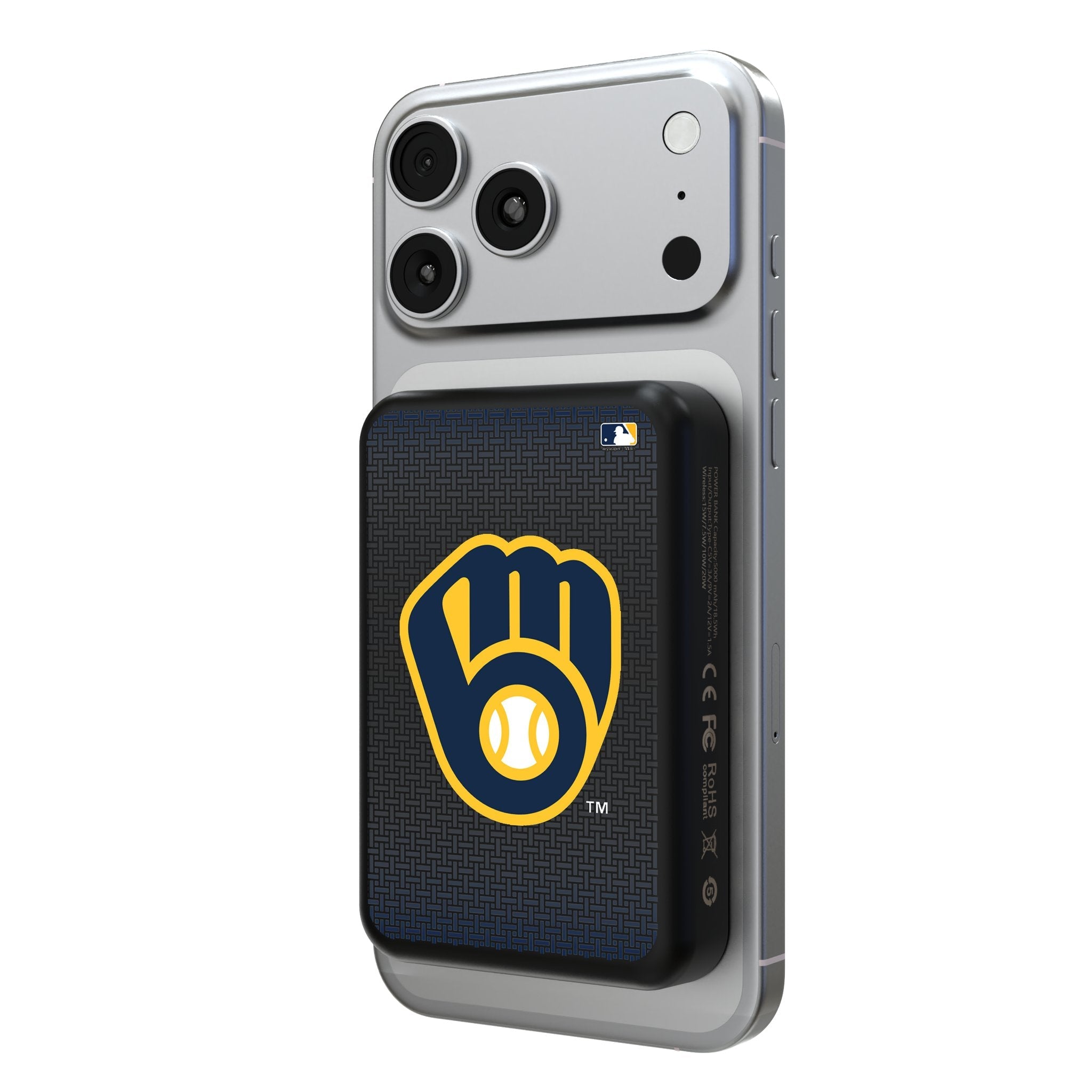 Milwaukee Brewers Linen Wireless Mag Power Bank 1