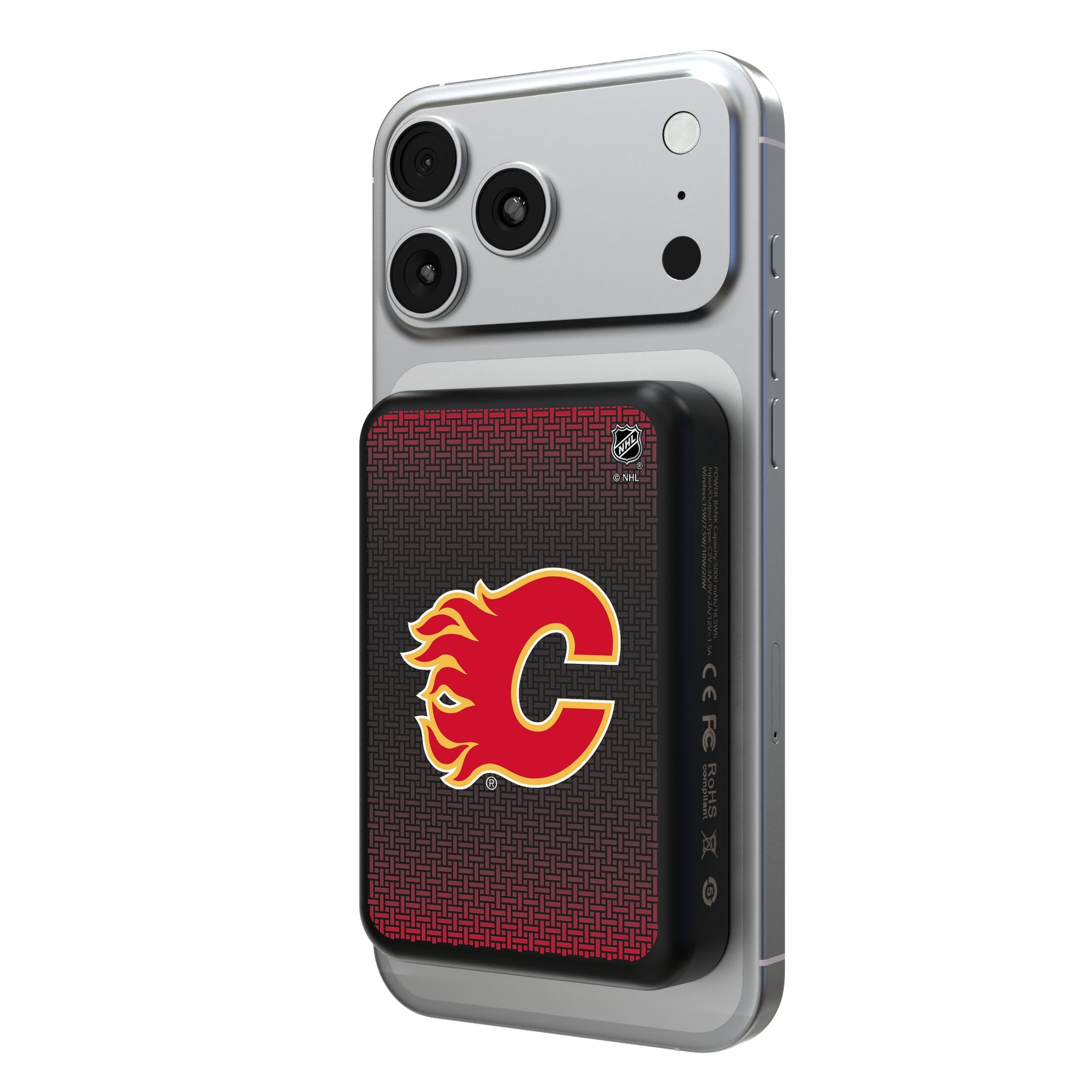Calgary Flames Linen Wireless Mag Power Bank