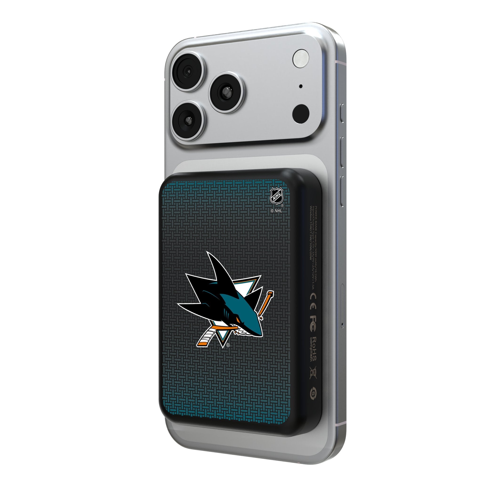 San Jose Sharks Linen Wireless Mag Power Bank