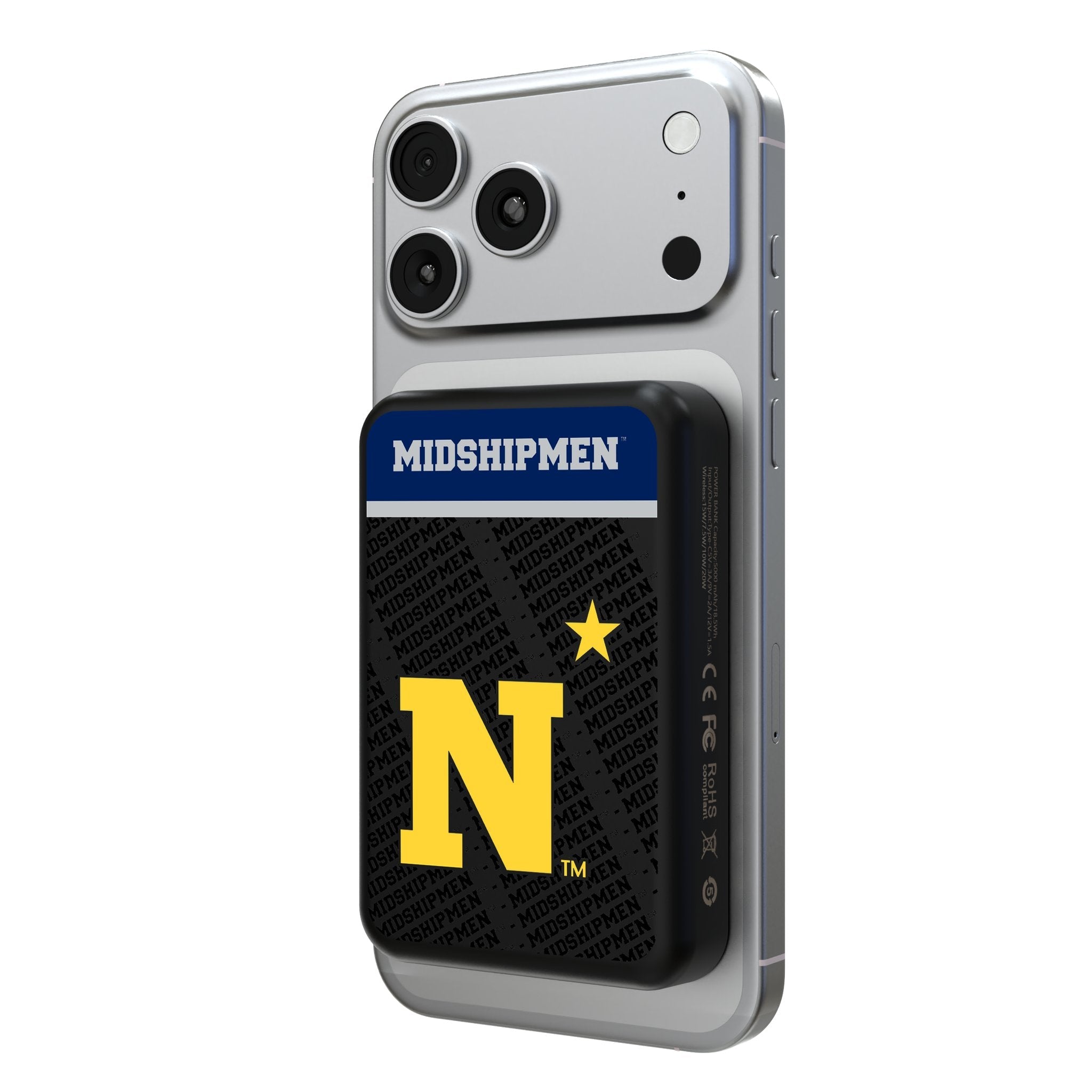 United State Naval Academy Midshipmen Endzone Plus Wireless Mag Power Bank 1