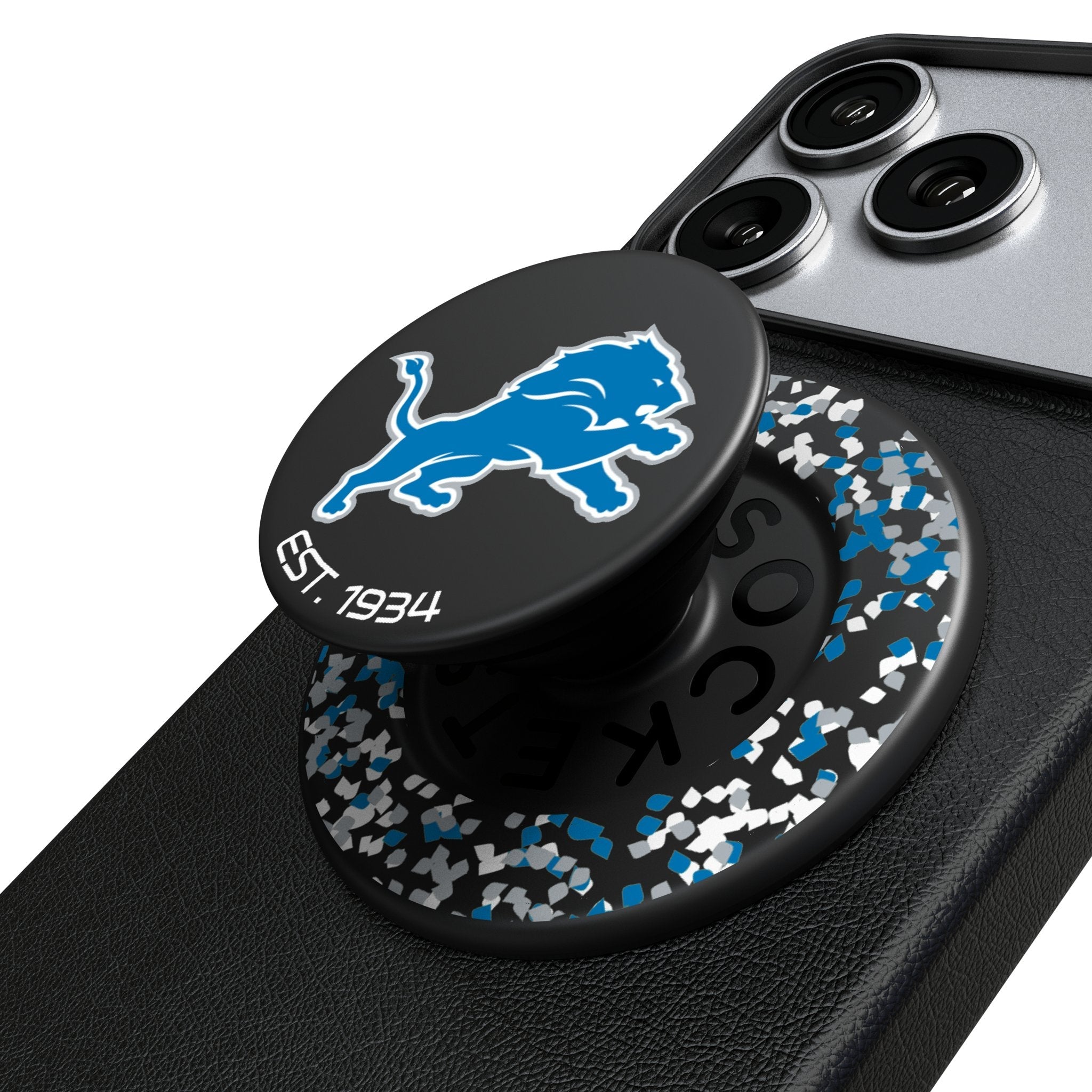 Detroit Lions Confetti PopSockets Magnetic Phone Grip and Stand 1