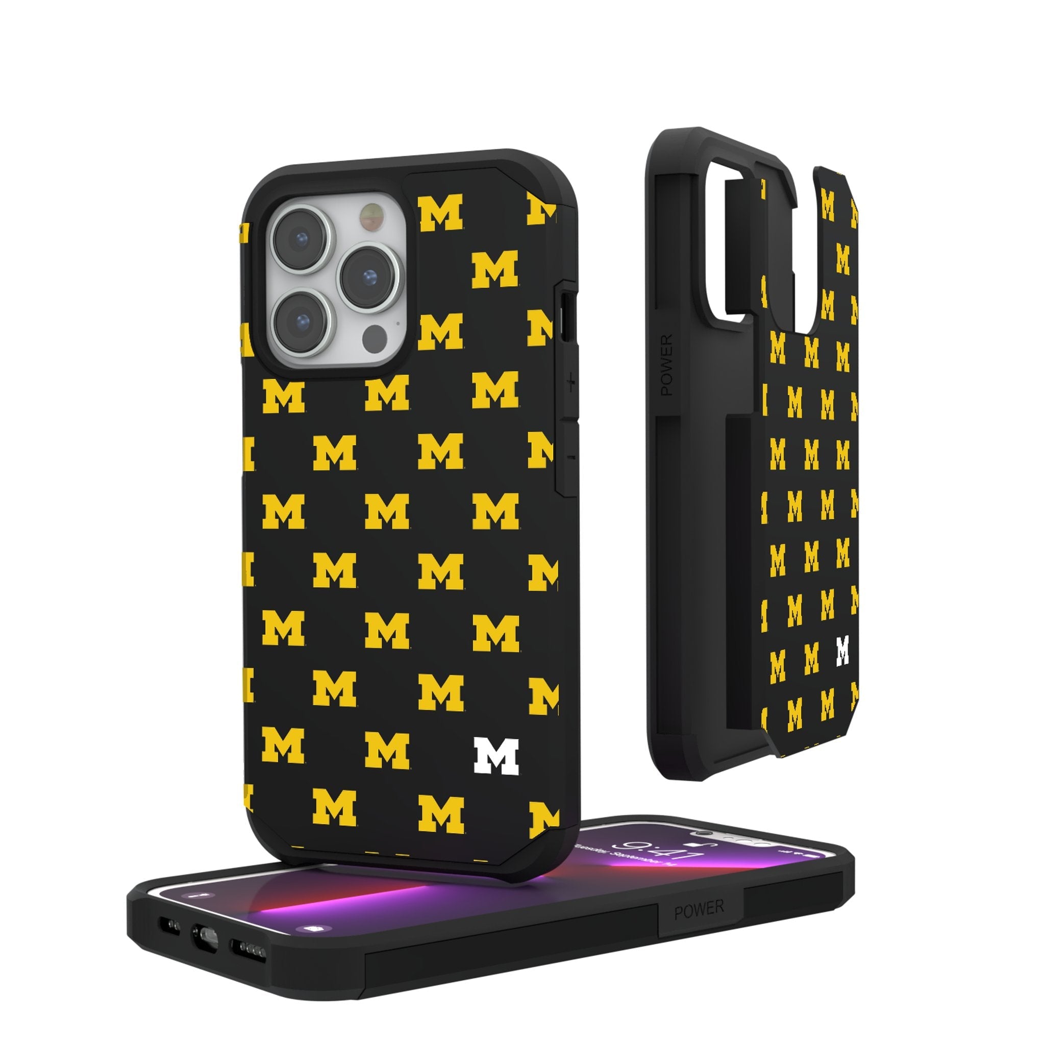 University of Michigan Wolverines Fashion Pattern Rugged Phone Case for Apple iPhone