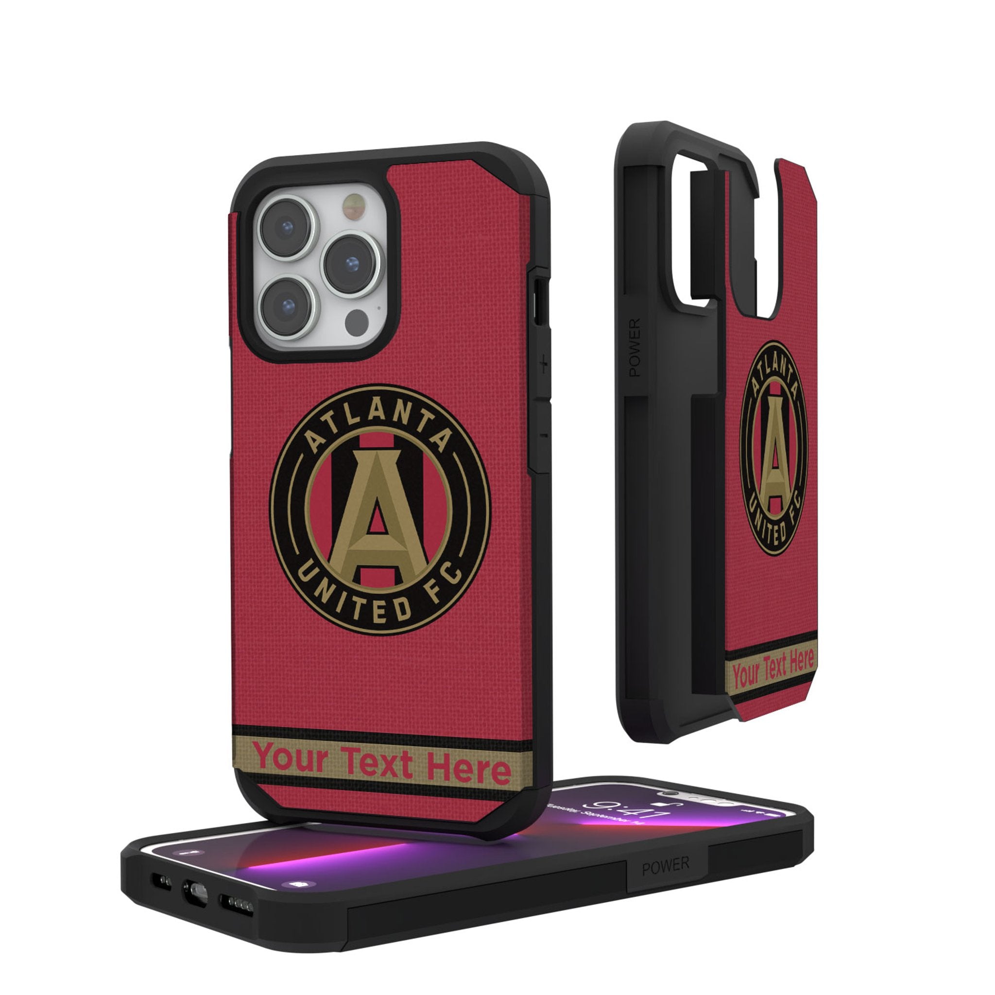 Atlanta United FC Personalized Stripe Rugged Phone Case for Apple iPhone