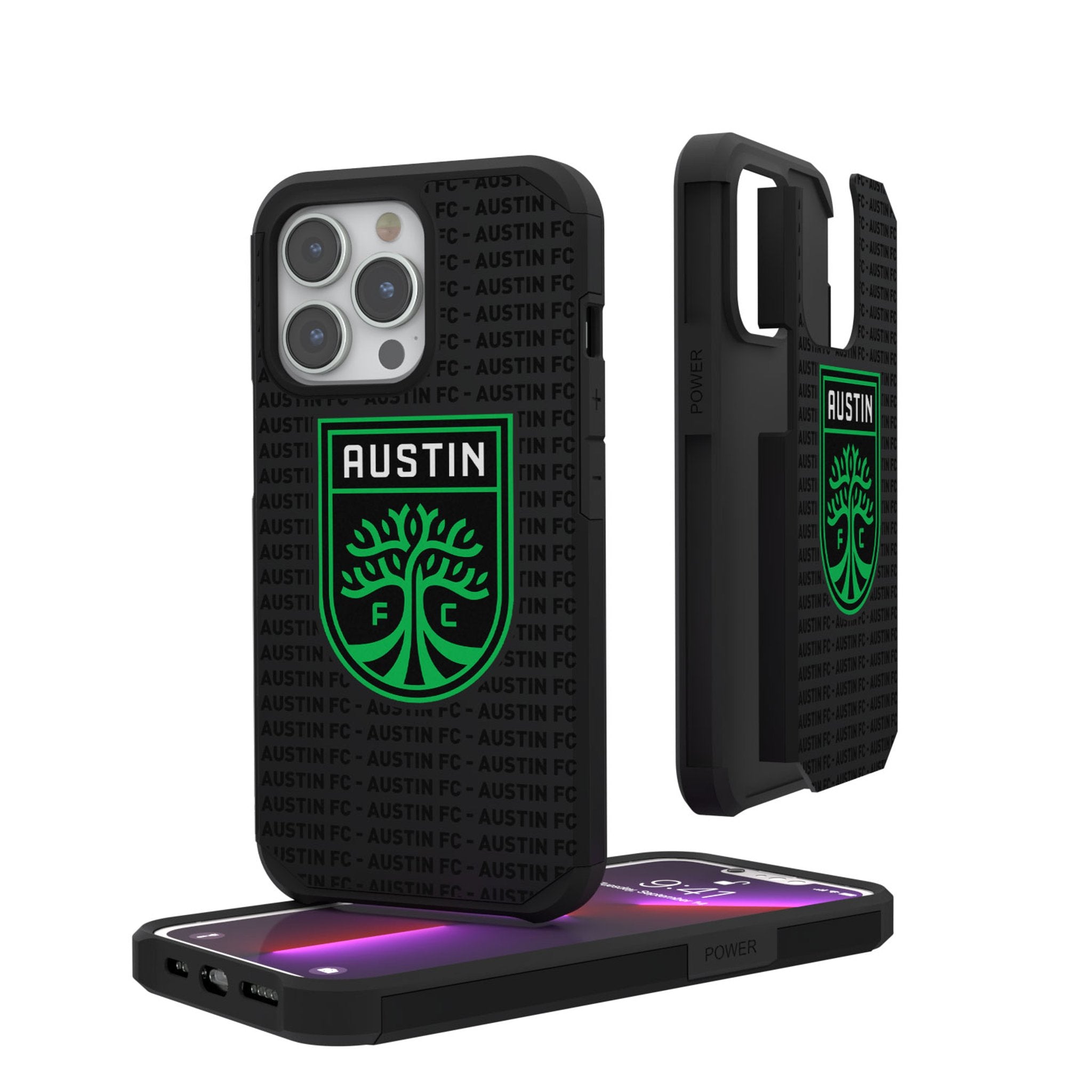 Austin FC  Text Backdrop Rugged Phone Case