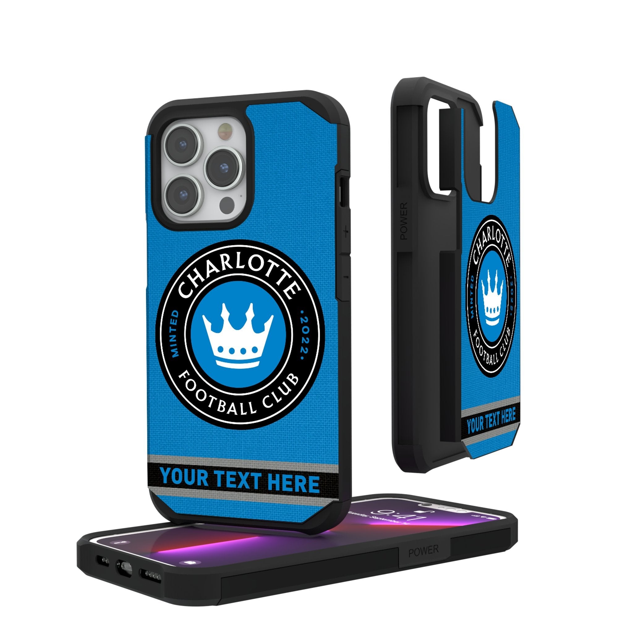 Charlotte FC Personalized Stripe Rugged Phone Case for Apple iPhone