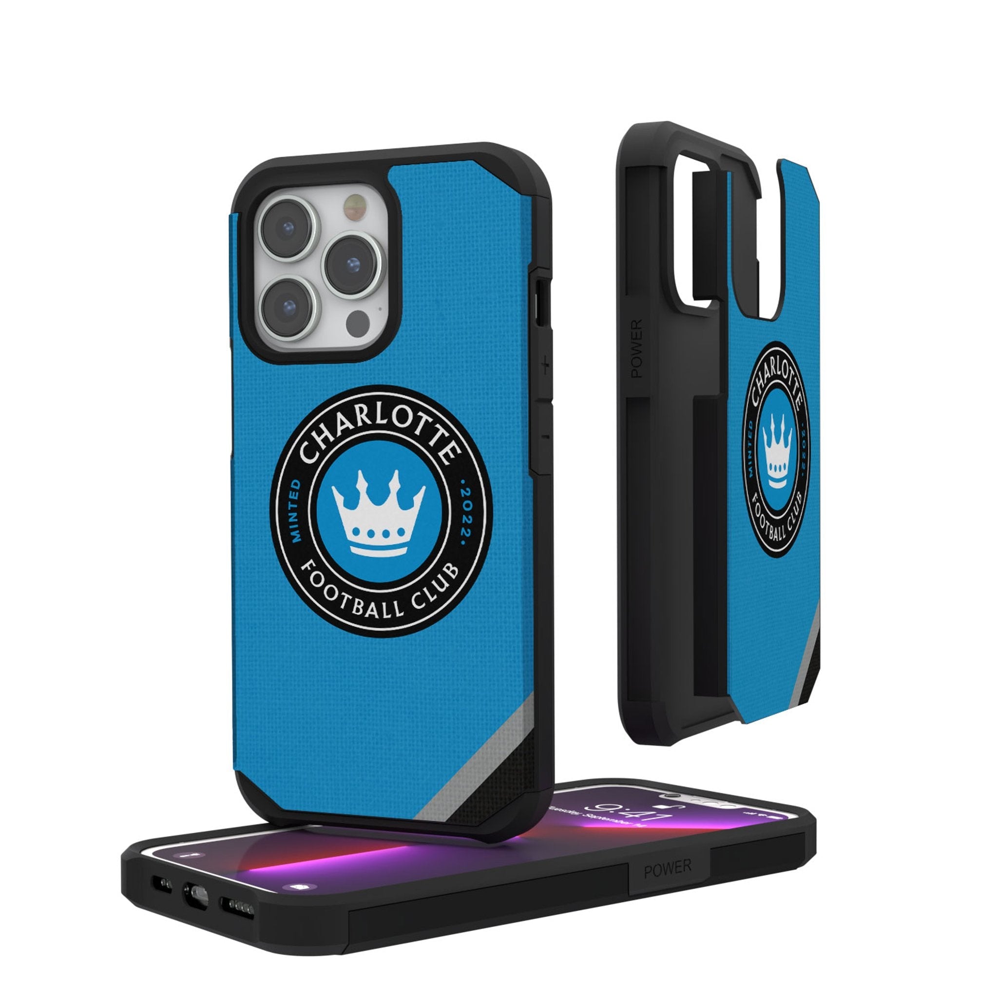 Charlotte FC  Diagonal Stripe Rugged Phone Case 1