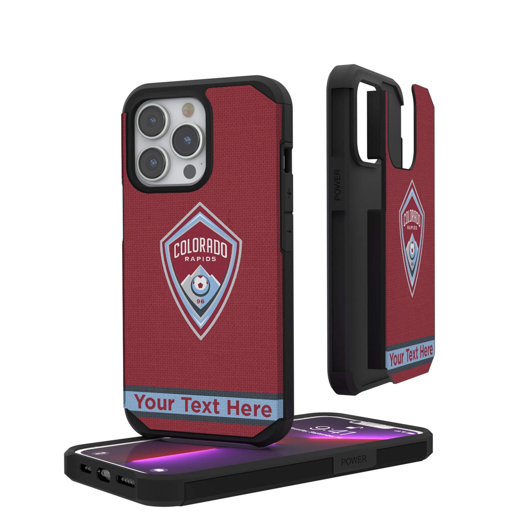 Colorado Rapids Personalized Stripe Rugged Phone Case for Apple iPhone