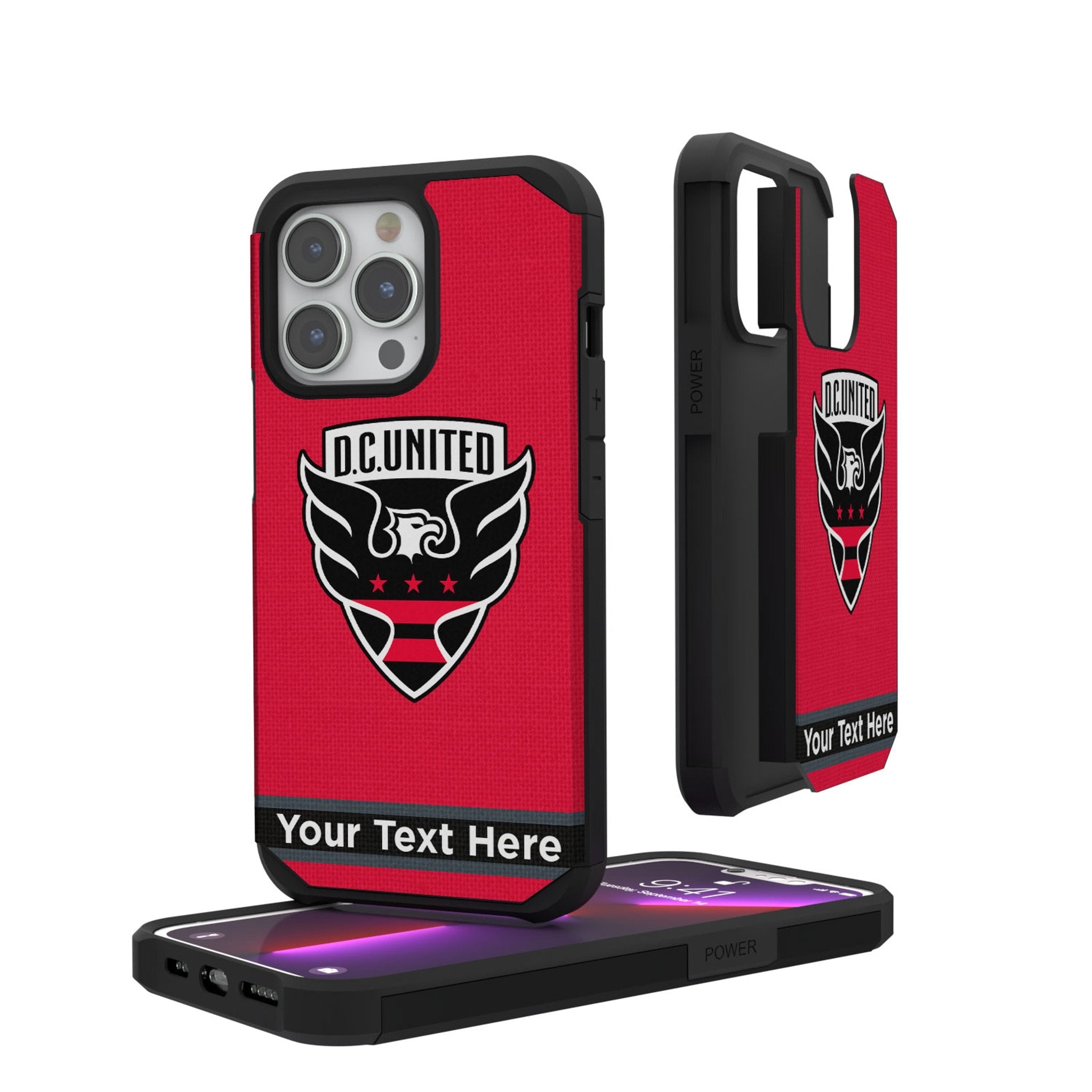 DC United Personalized Stripe Rugged Phone Case for Apple iPhone