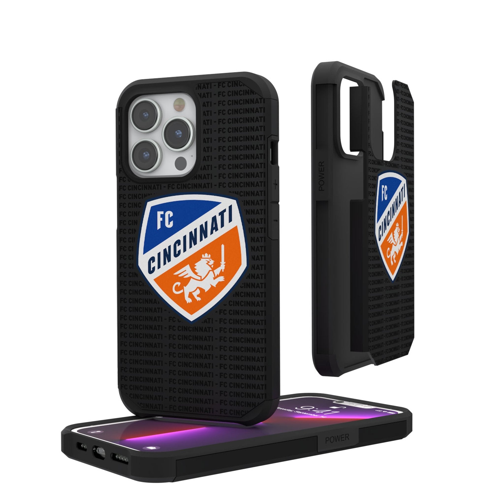 FC Cincinnati  Text Backdrop Rugged Phone Case 1