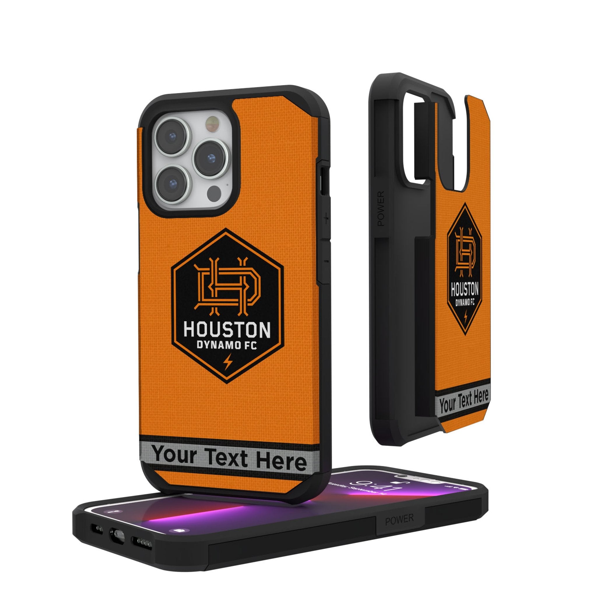 Houston Dynamo Personalized Stripe Rugged Phone Case for Apple iPhone