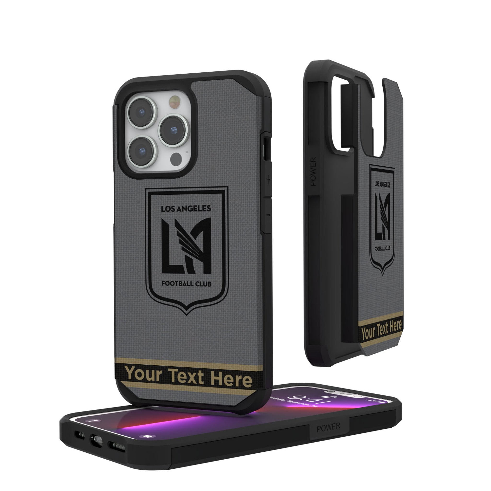 Los Angeles Football Club Personalized Stripe Rugged Phone Case for Apple iPhone