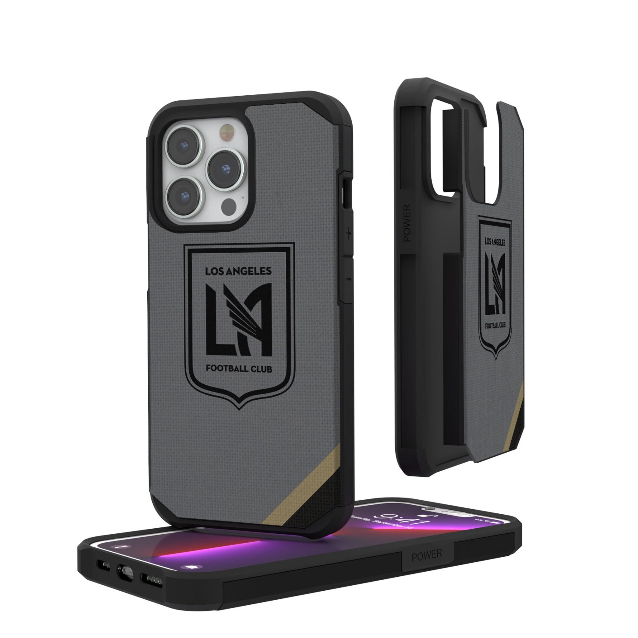 Los Angeles Football Club   Diagonal Stripe Rugged Phone Case
