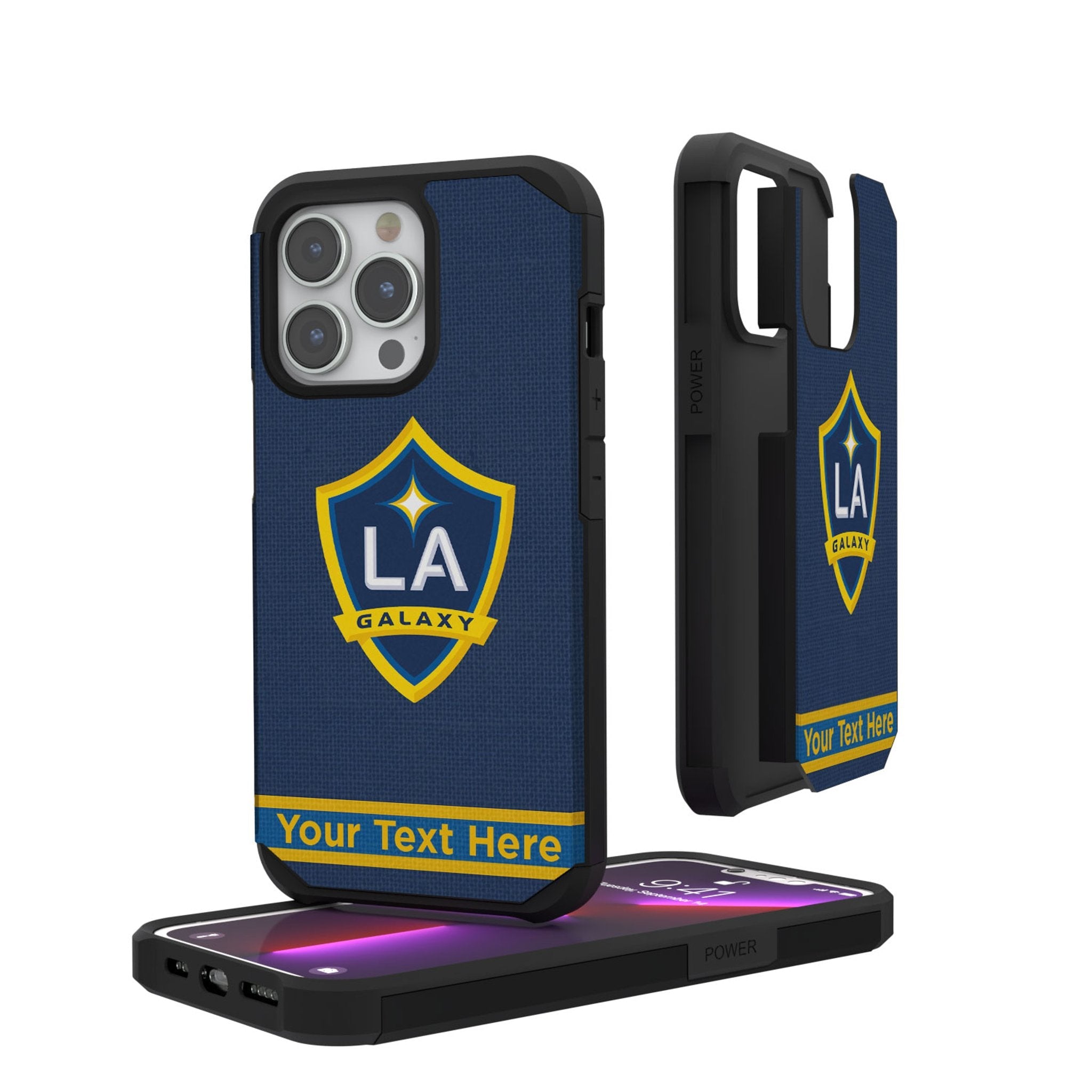 LA Galaxy Personalized Stripe Rugged Phone Case for Apple iPhone