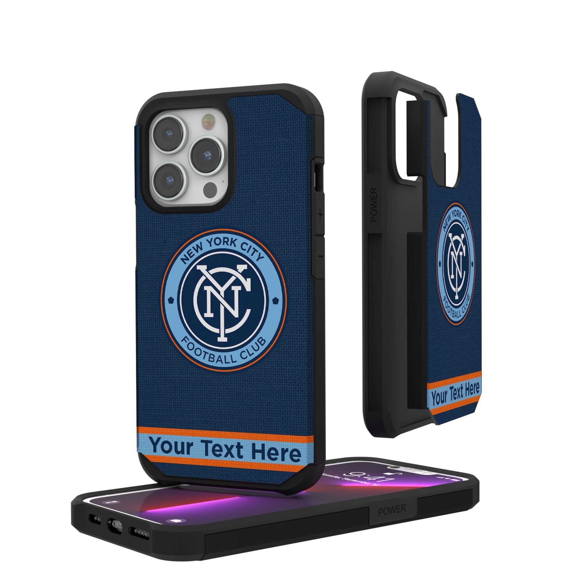 New York City FC Personalized Stripe Rugged Phone Case for Apple iPhone 1