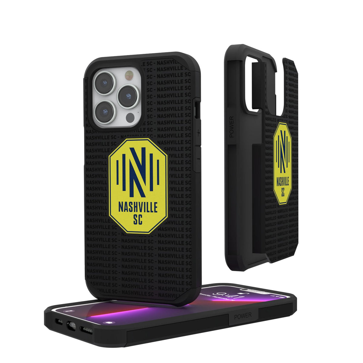 Nashville SC  Text Backdrop Rugged Phone Case
