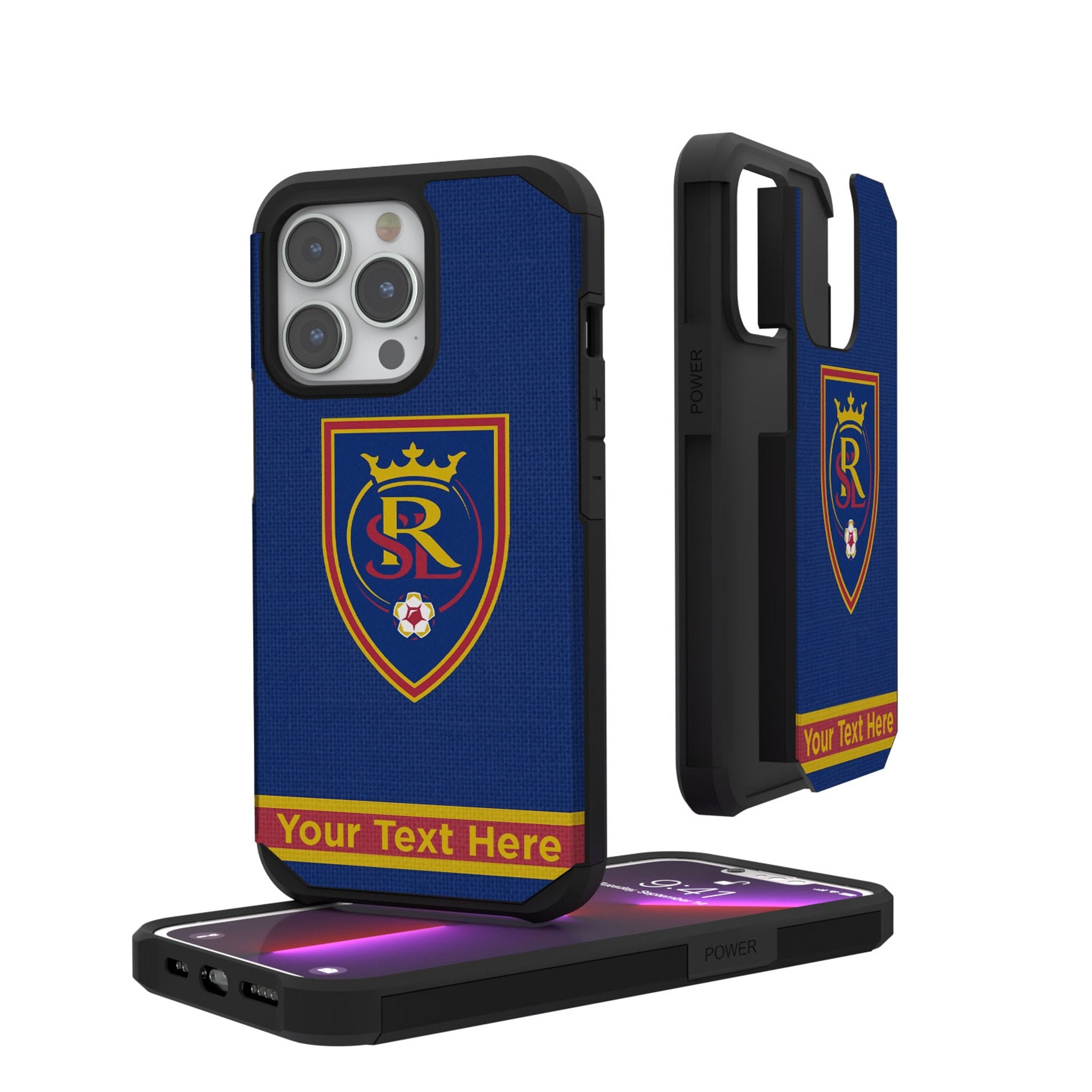 Real Salt Lake Personalized Stripe Rugged Phone Case for Apple iPhone
