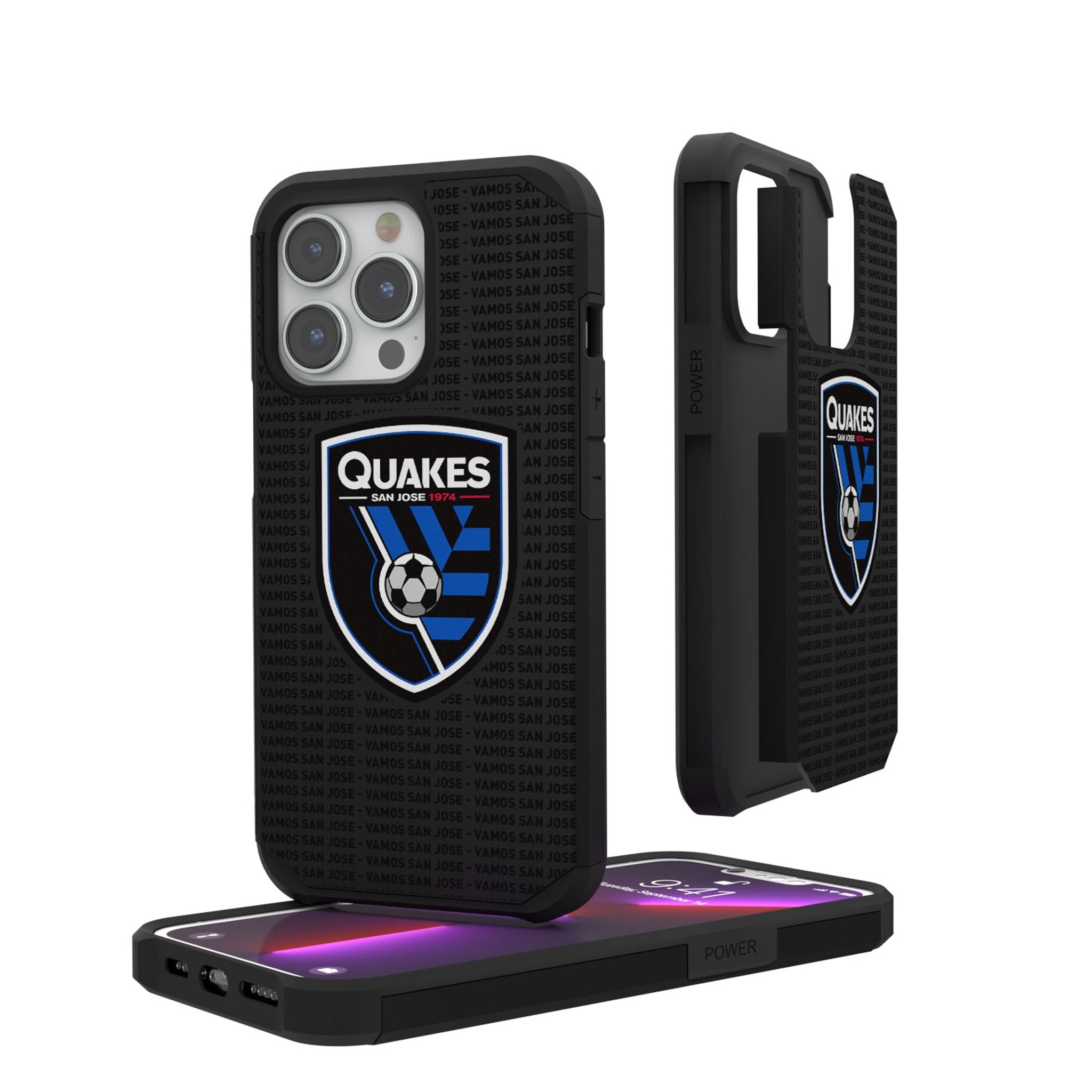 San Jose Earthquakes   Text Backdrop Rugged Phone Case 1