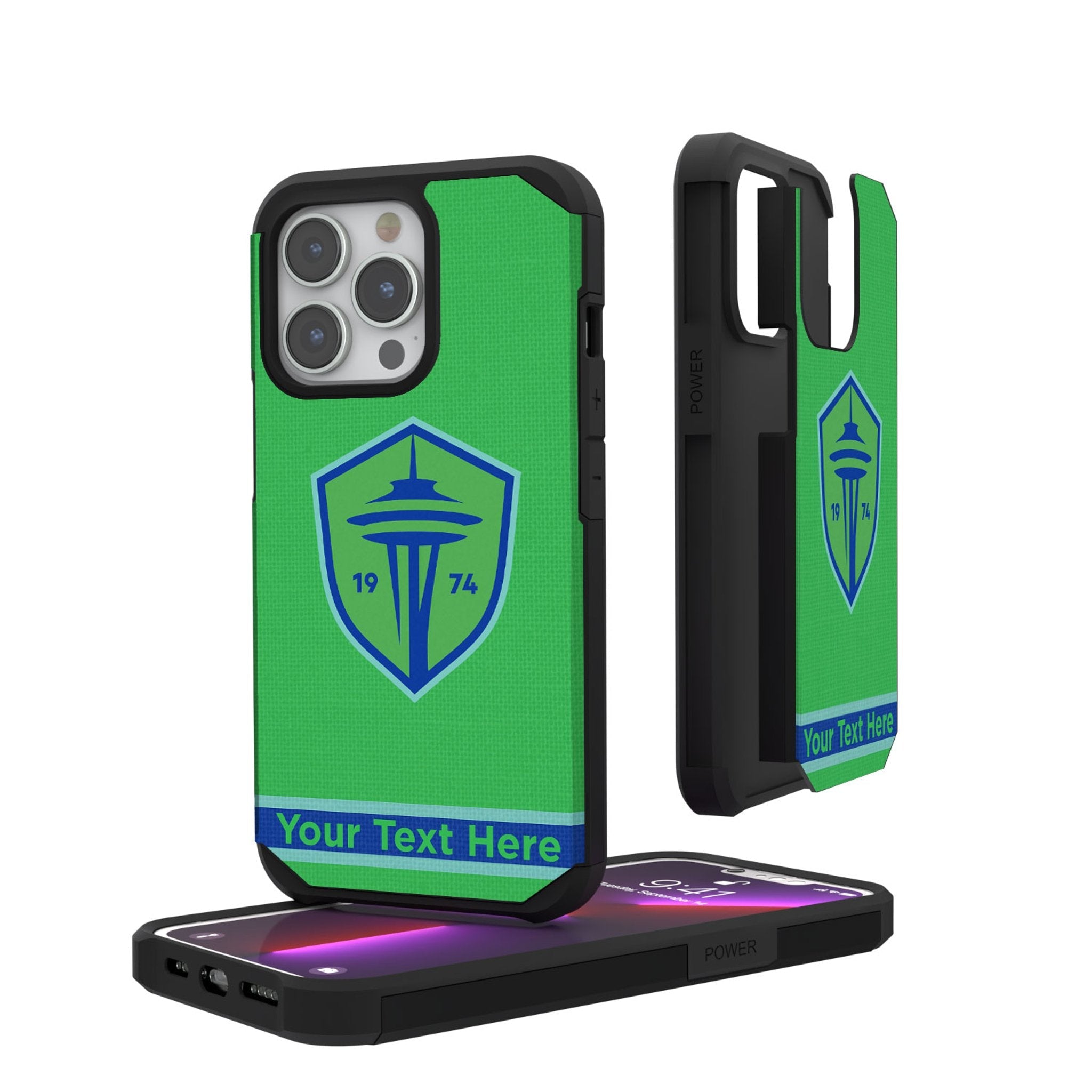 Seattle Sounders FC Personalized Stripe Rugged Phone Case for Apple iPhone