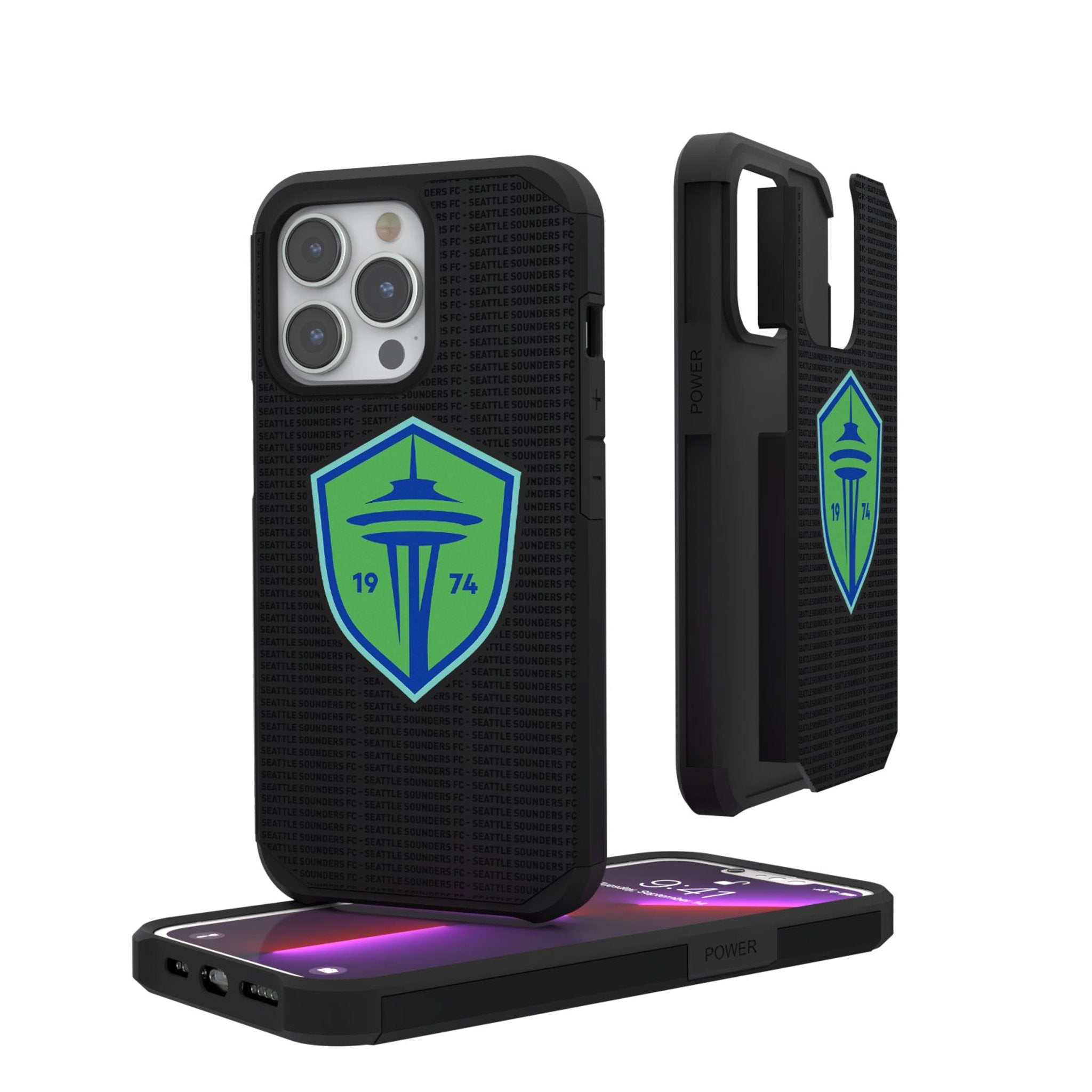 Seattle Sounders FC   Text Backdrop Rugged Phone Case 1