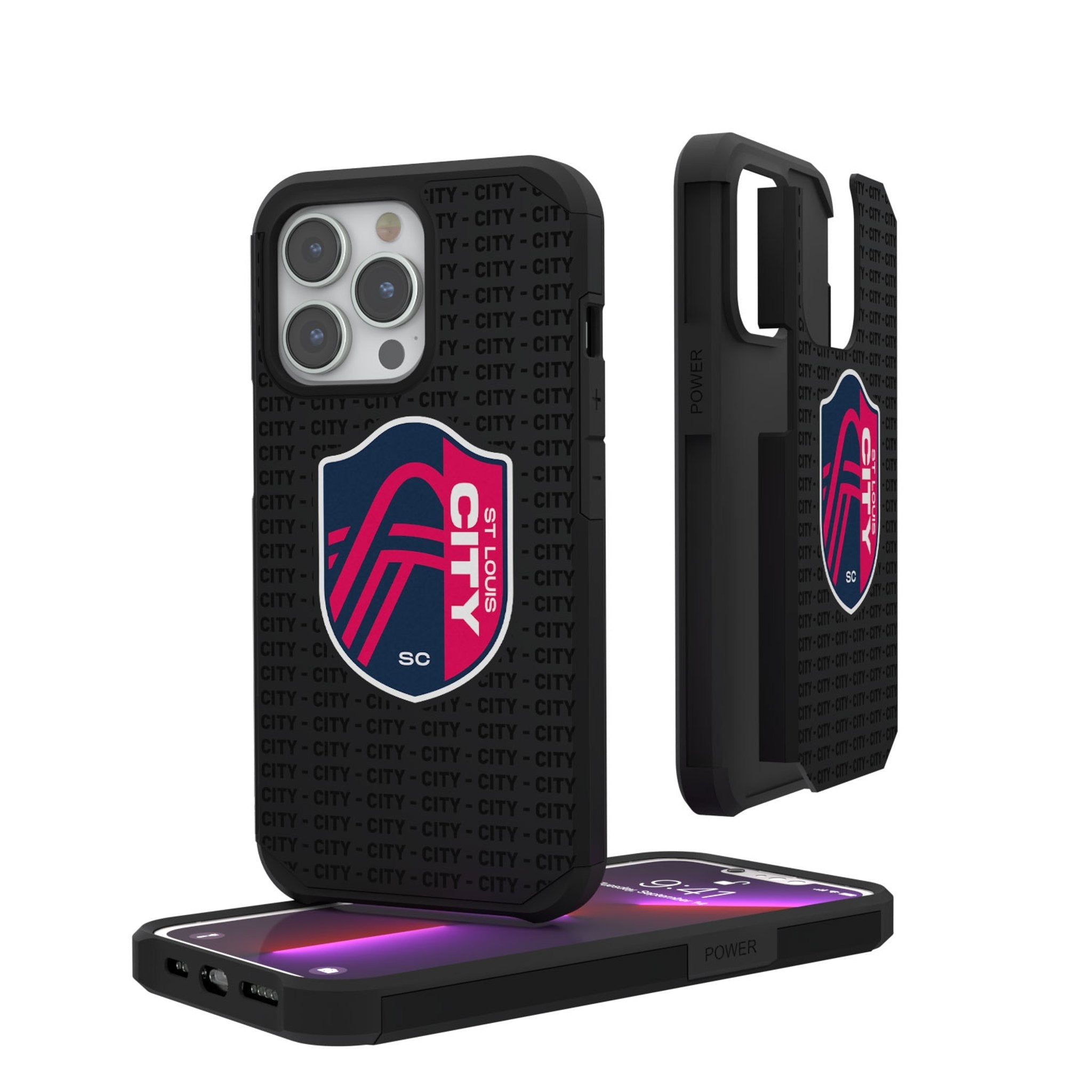 St. Louis CITY SC  Text Backdrop Rugged Phone Case