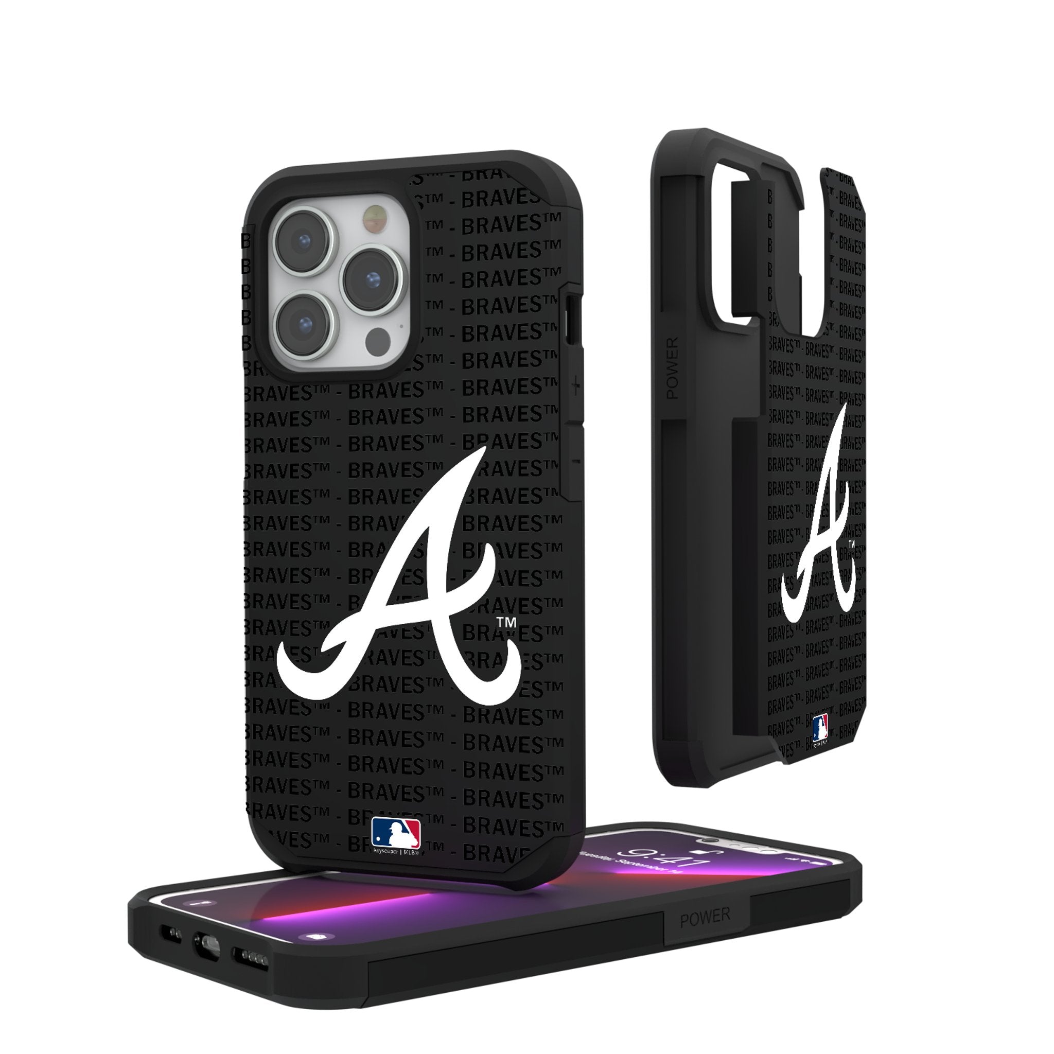 Atlanta Braves Text Backdrop Rugged Phone Case