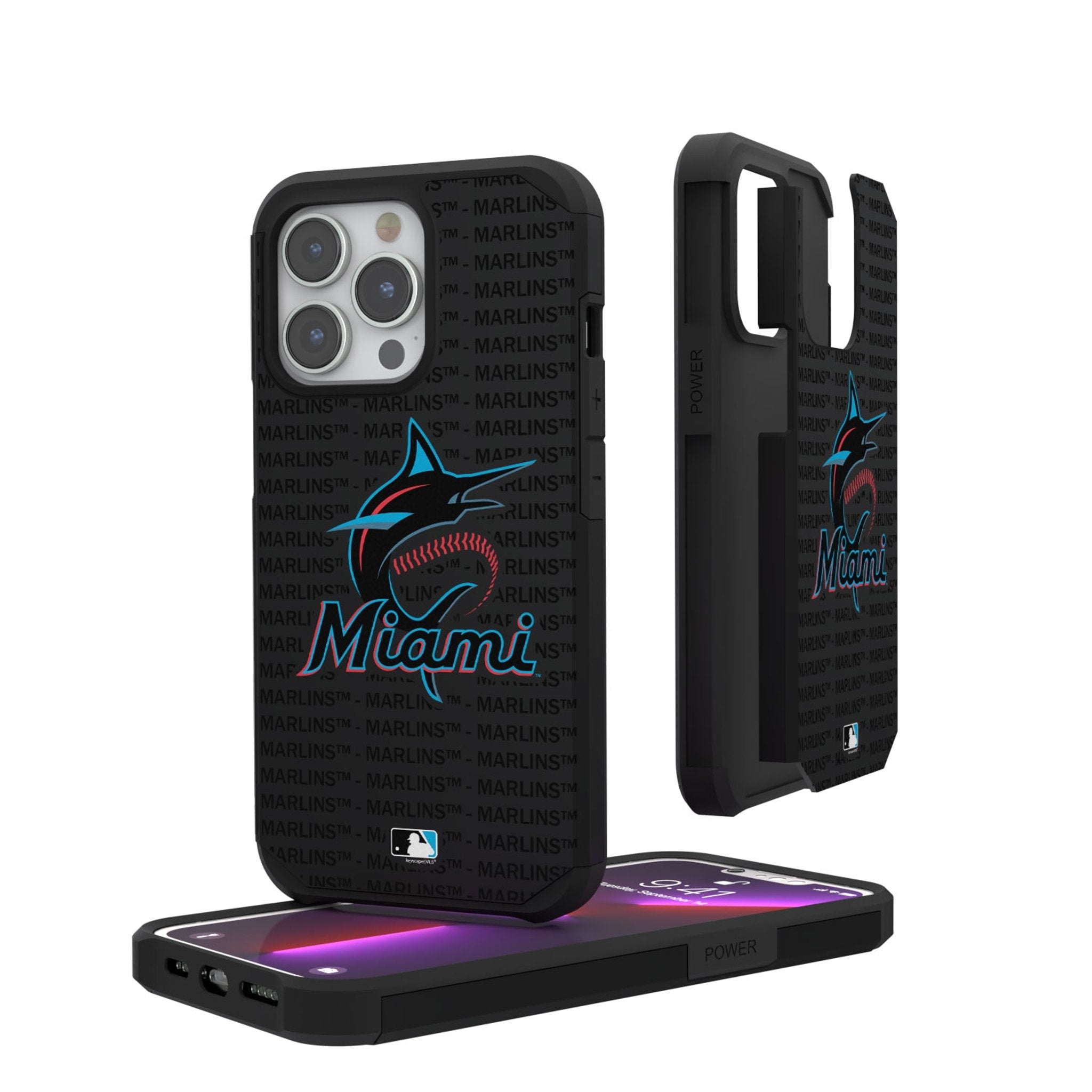 Miami Marlins Text Backdrop Rugged Phone Case 1