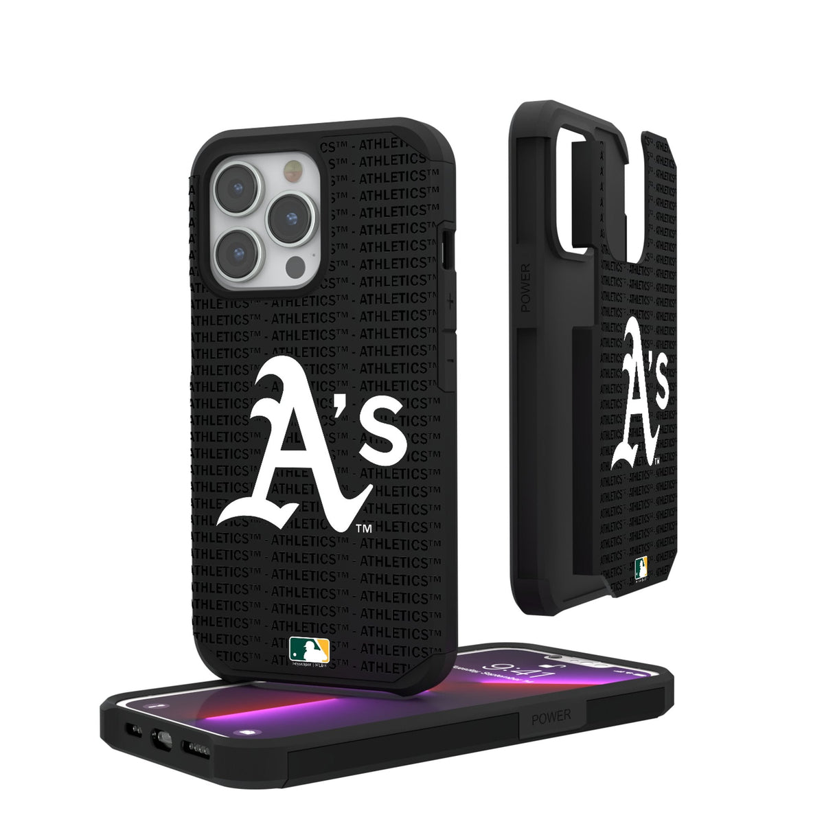 Oakland Athletics Text Backdrop Rugged Phone Case for Apple iPhone 1