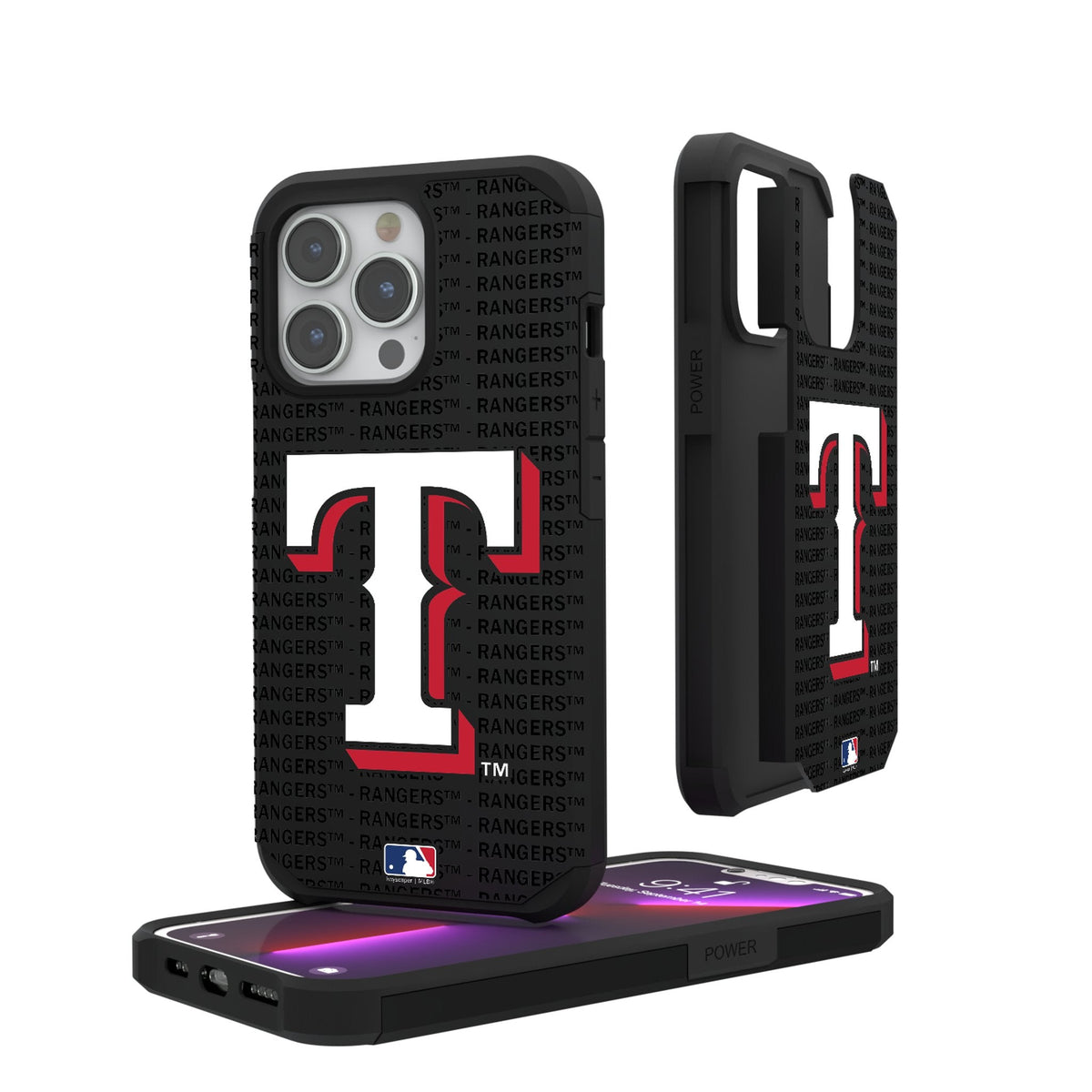 Texas Rangers Text Backdrop Rugged Phone Case for Apple iPhone