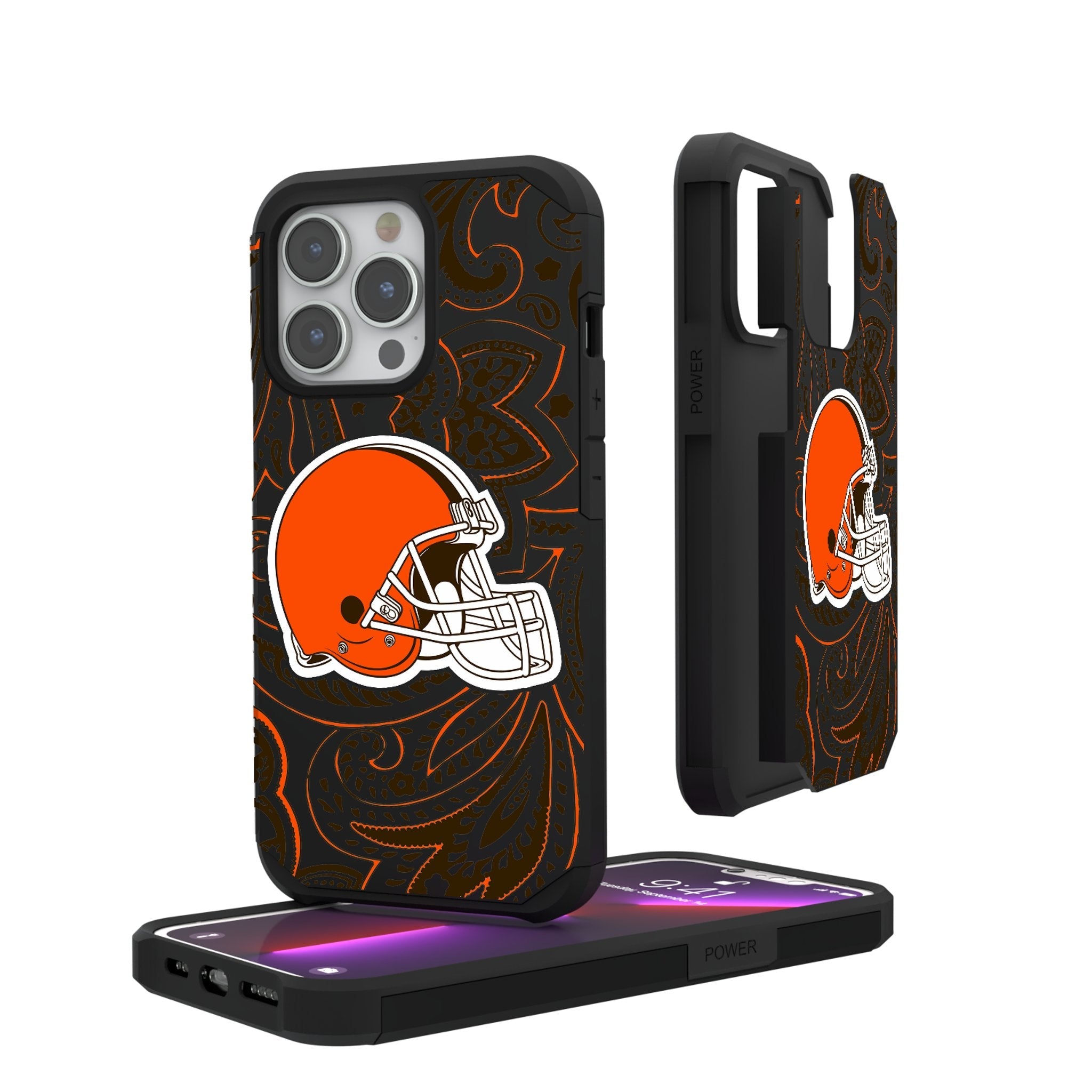 Cleveland Browns Paisley Rugged Phone Case for Apple iPhone
