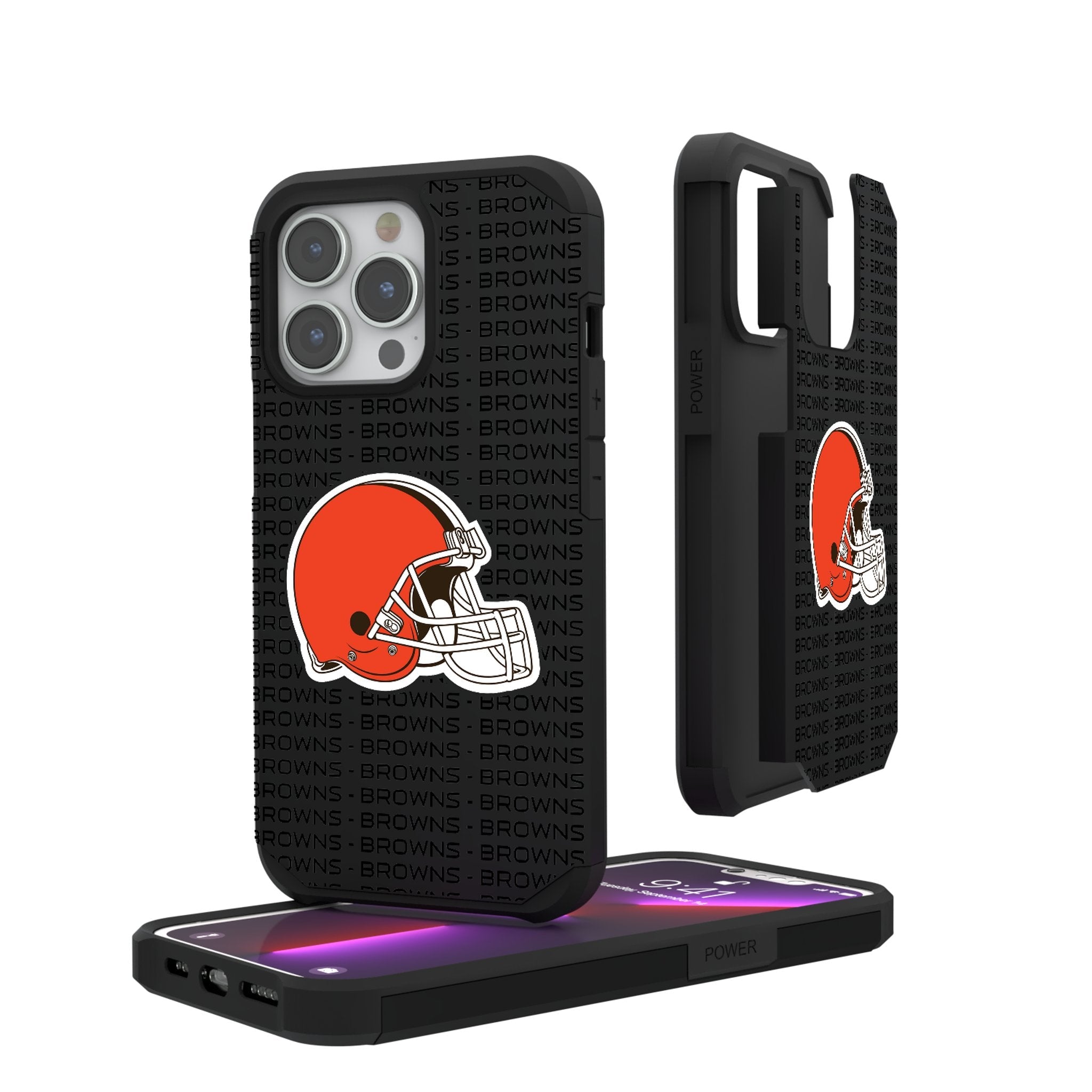 Cleveland Browns Text Backdrop Rugged Phone Case for Apple iPhone 1