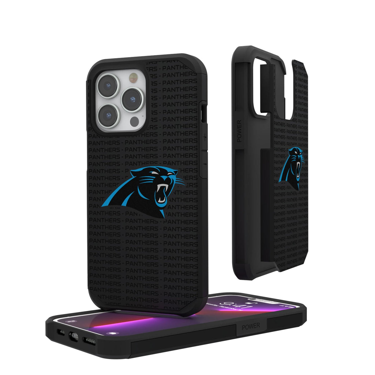 Carolina Panthers Text Backdrop Rugged Phone Case 1