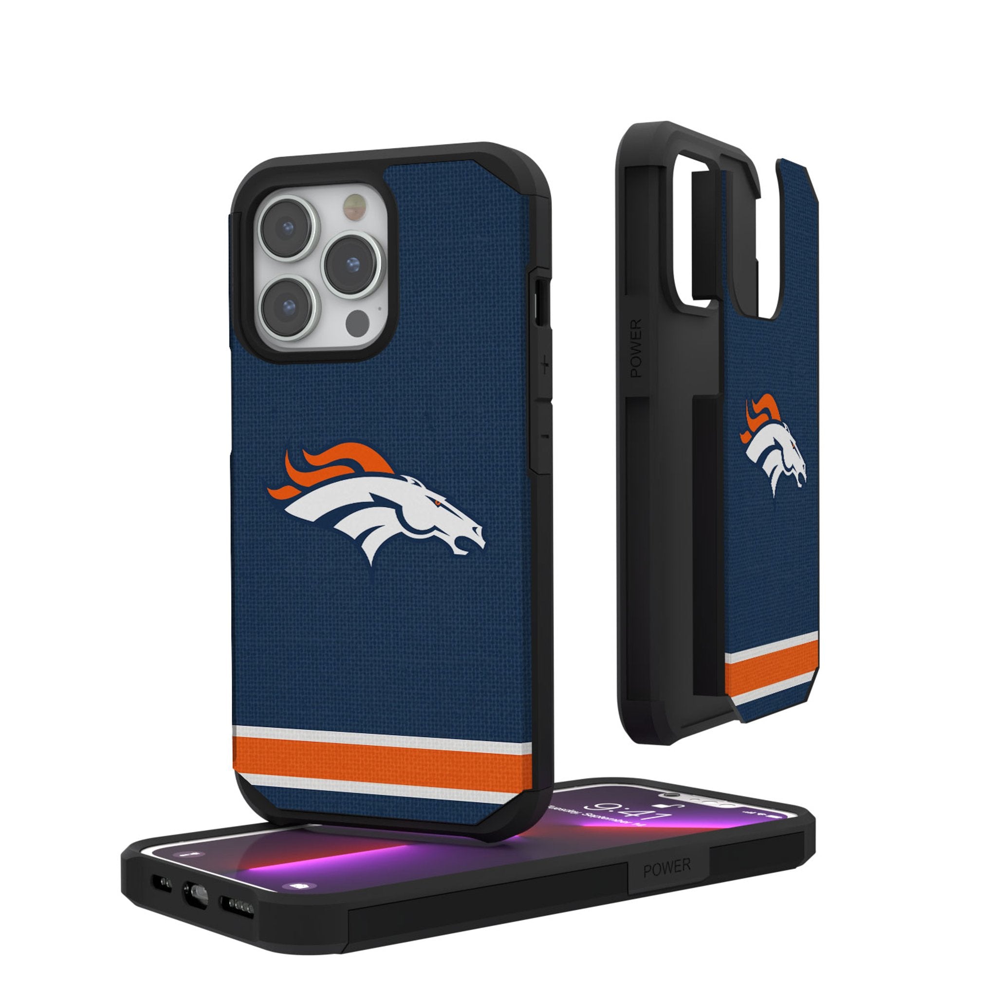 Denver Broncos Stripe Rugged Phone Case 1