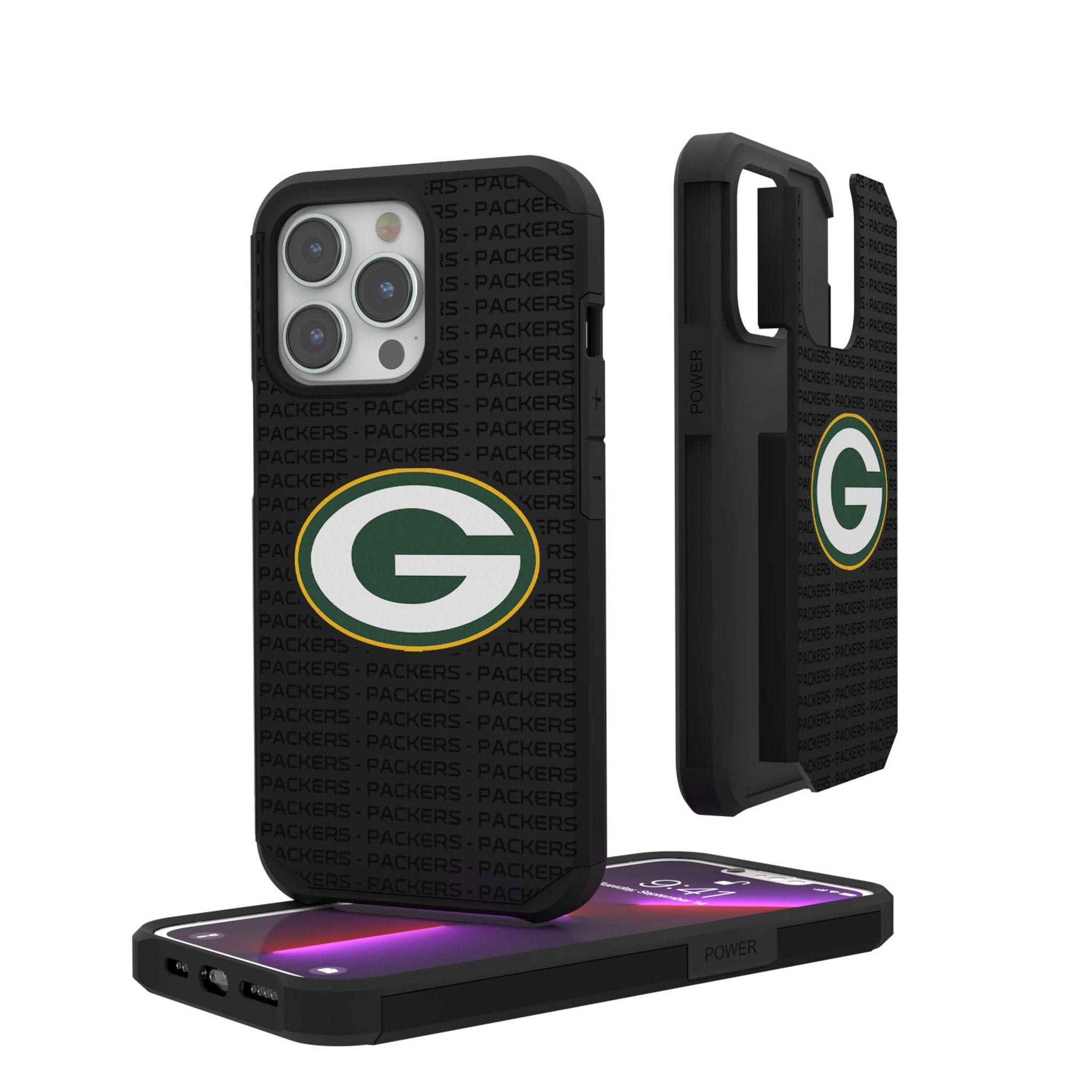 Green Bay Packers Text Backdrop Rugged Phone Case 1
