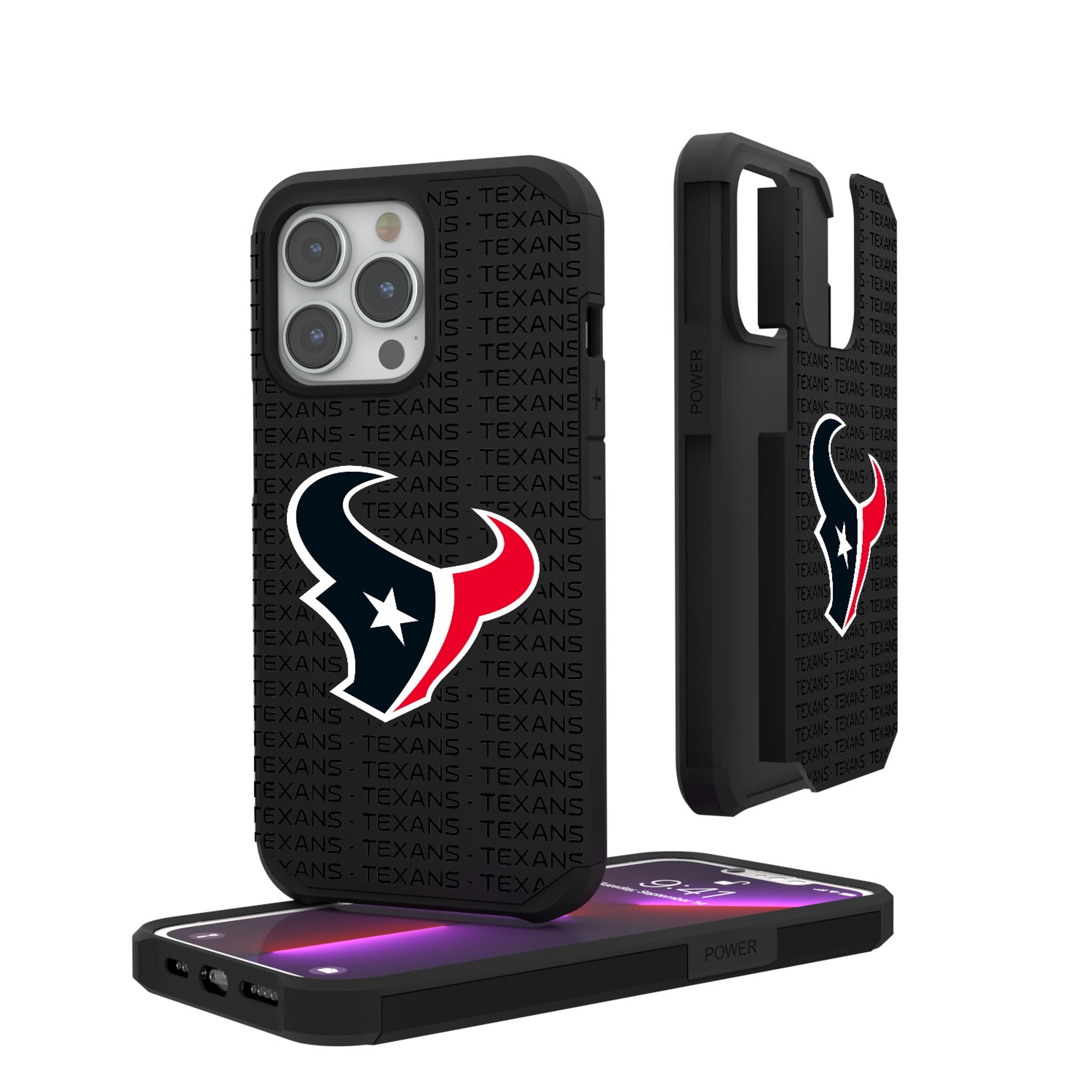 Houston Texans Text Backdrop Rugged Phone Case 1