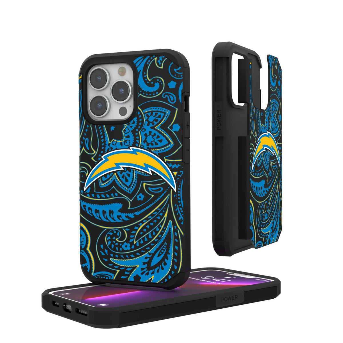 Los Angeles Chargers Paisley Rugged Phone Case 1