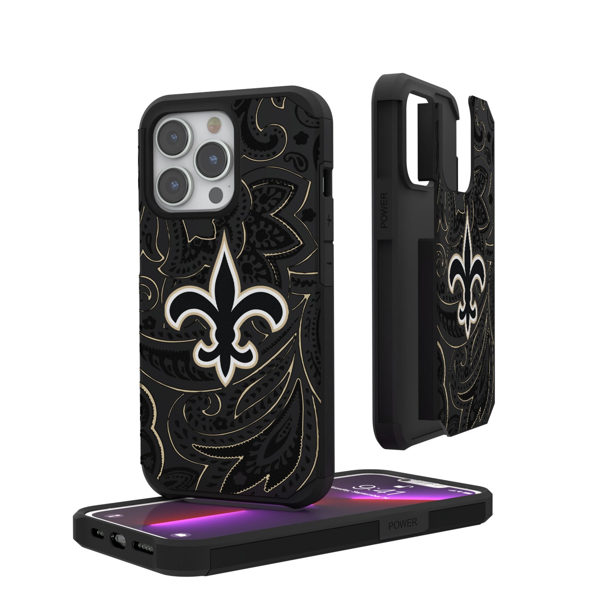 New Orleans Saints Paisley Rugged Phone Case 1